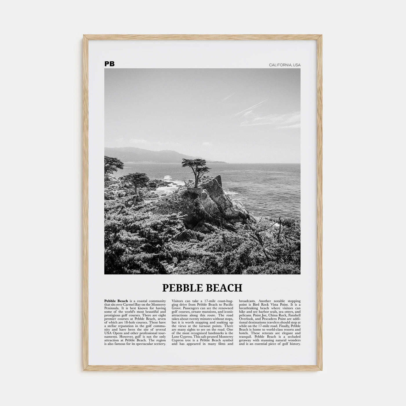 Pebble Beach Travel B&W Poster