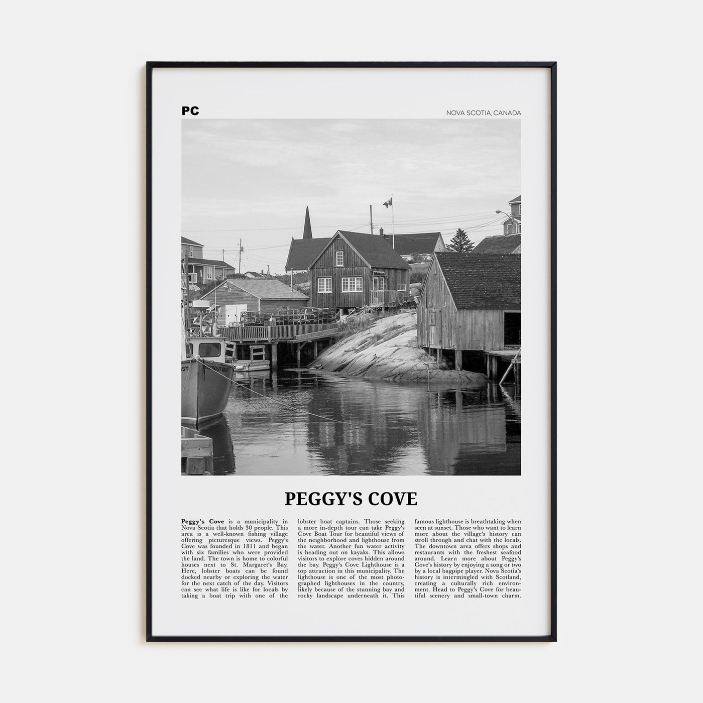 Peggy's Cove Travel B&W Poster