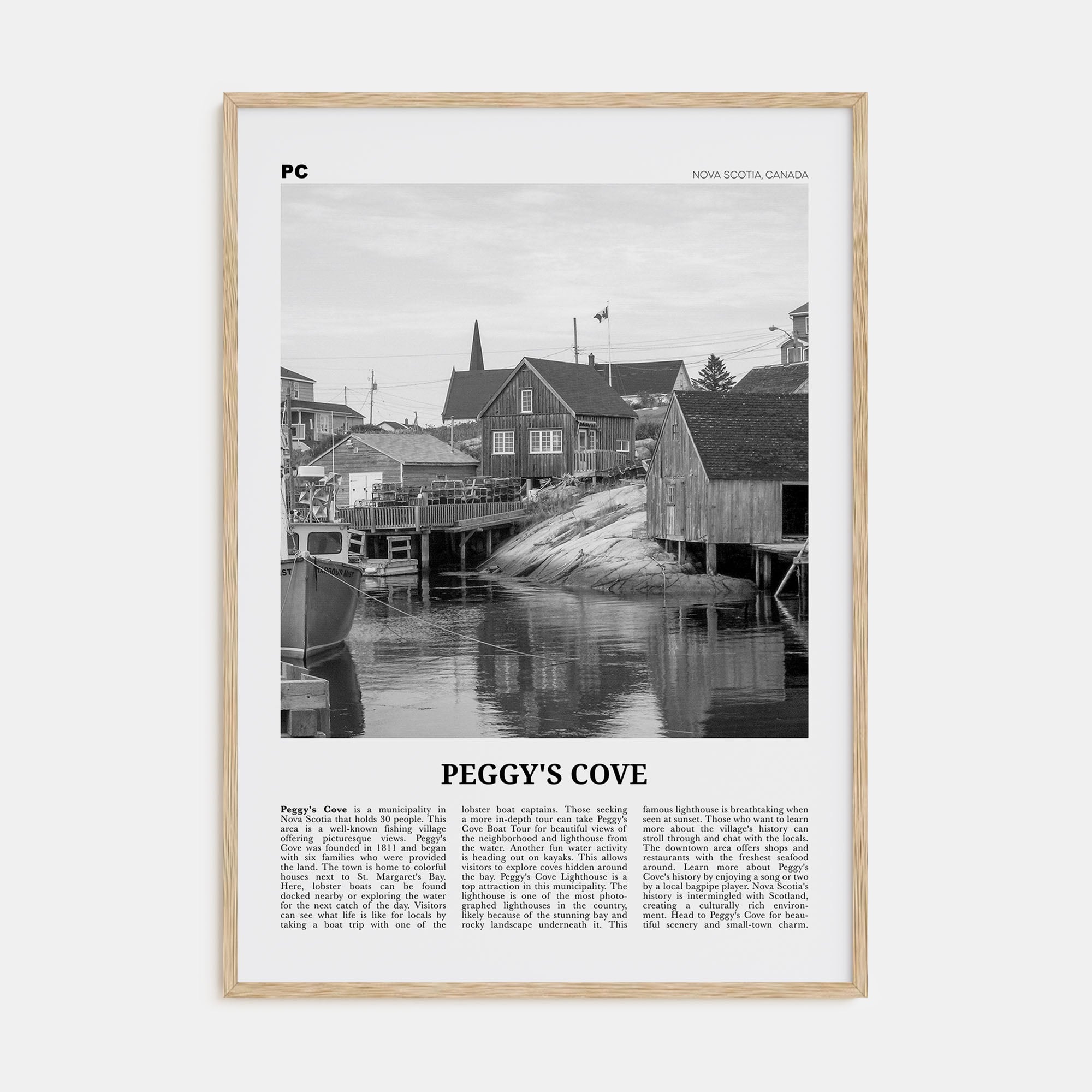 Peggy's Cove Travel B&W Poster