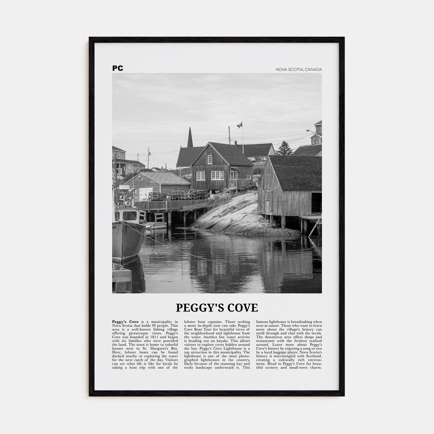 Peggy's Cove Travel B&W Poster