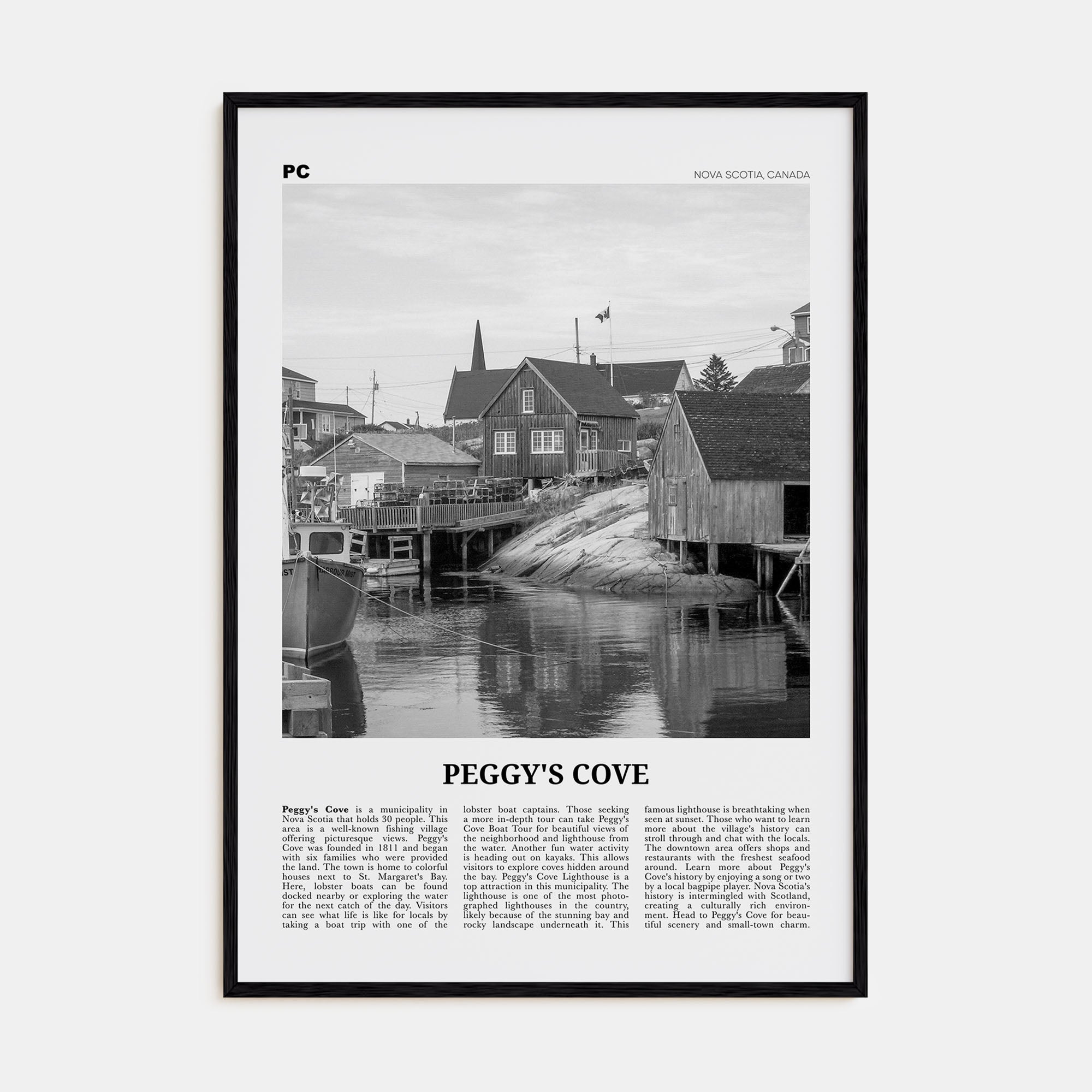 Peggy's Cove Travel B&W Poster