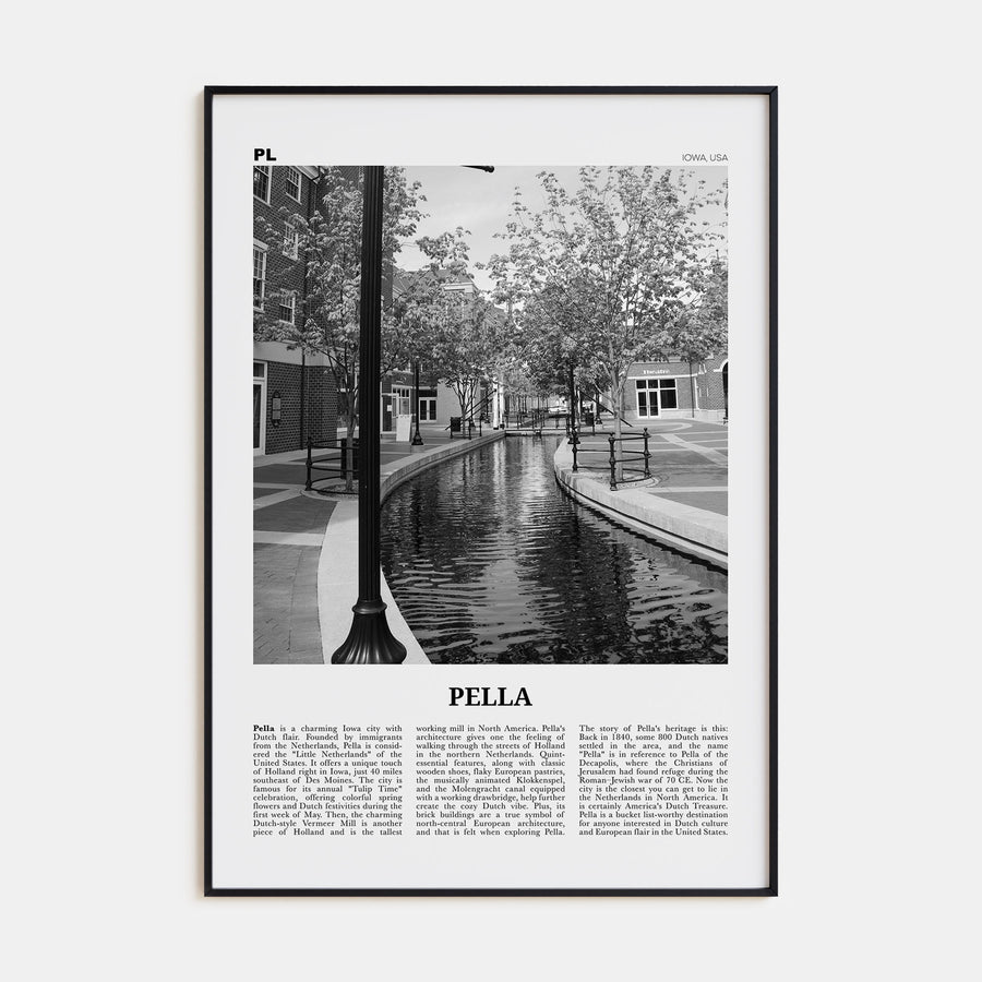 Pella, Iowa Travel B&W Poster
