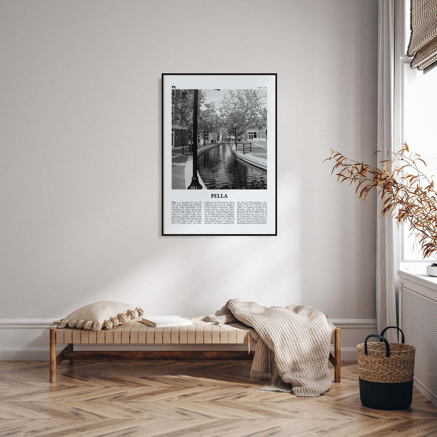 Pella, Iowa Travel B&W Poster