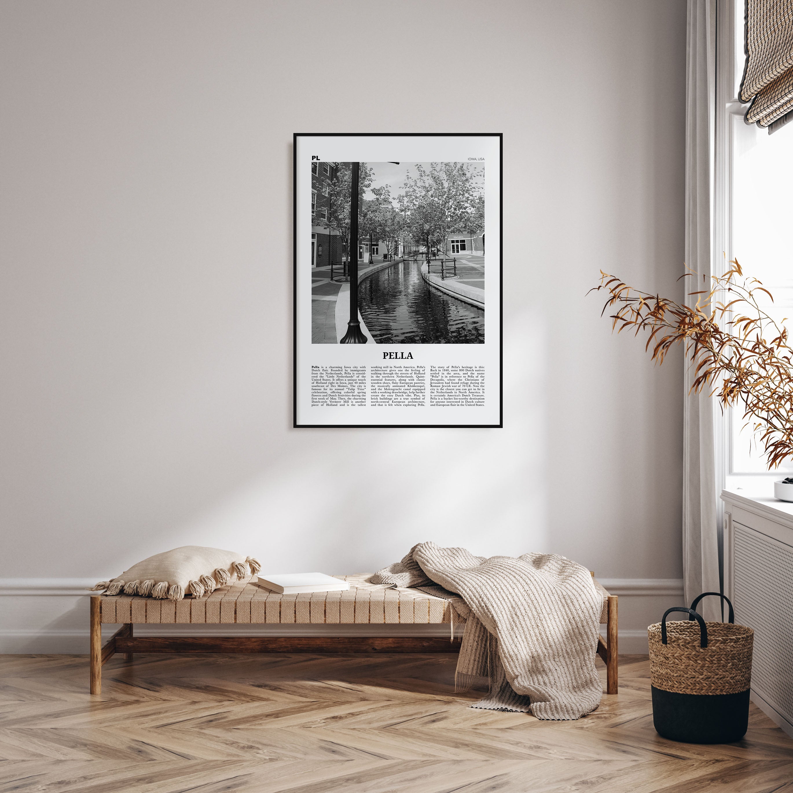 Pella, Iowa Travel B&W Poster