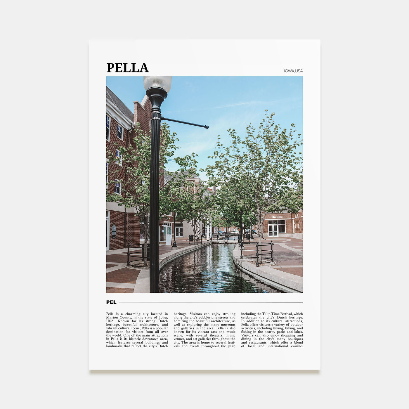 Pella, Iowa Travel Color Poster