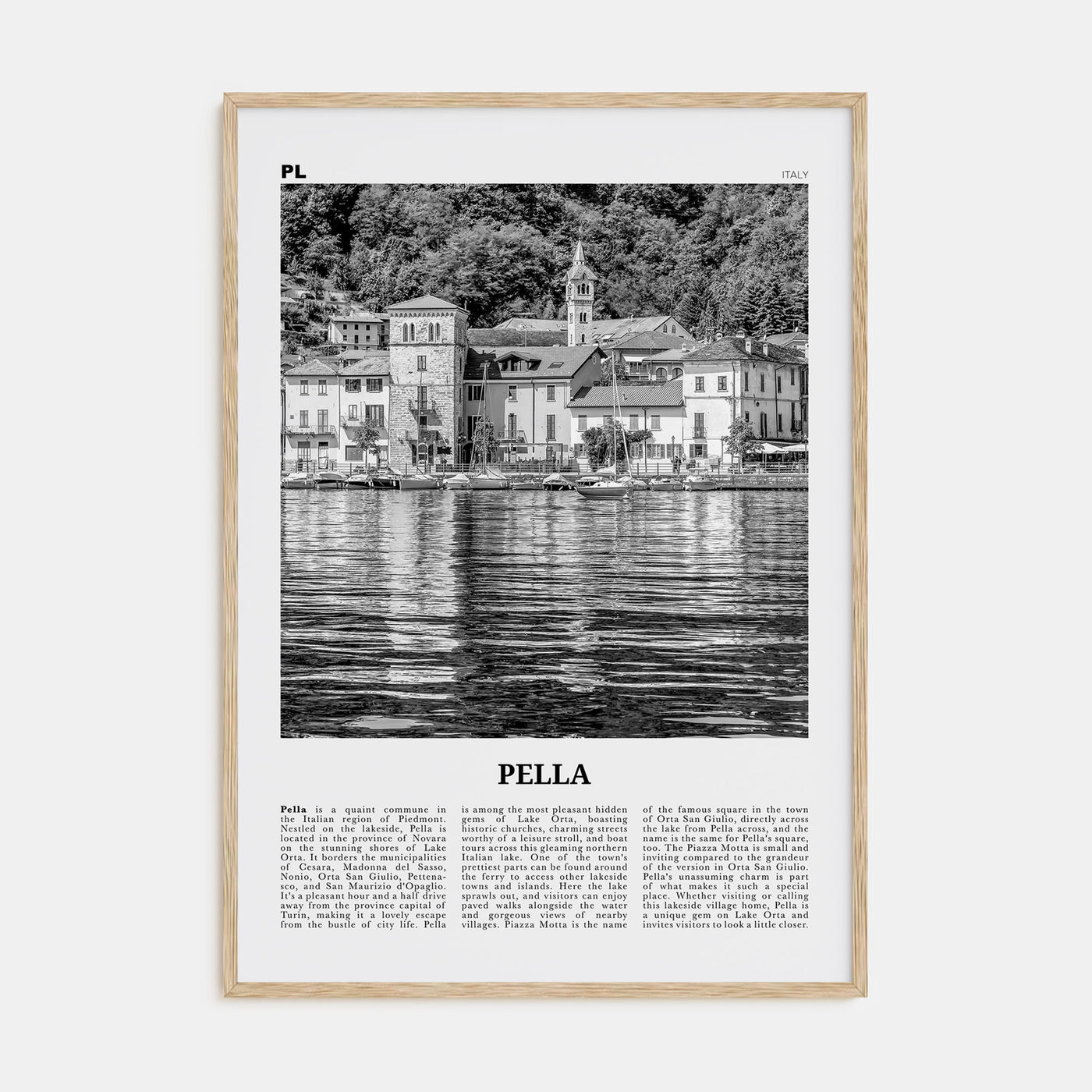 Pella, Italy Travel B&W Poster