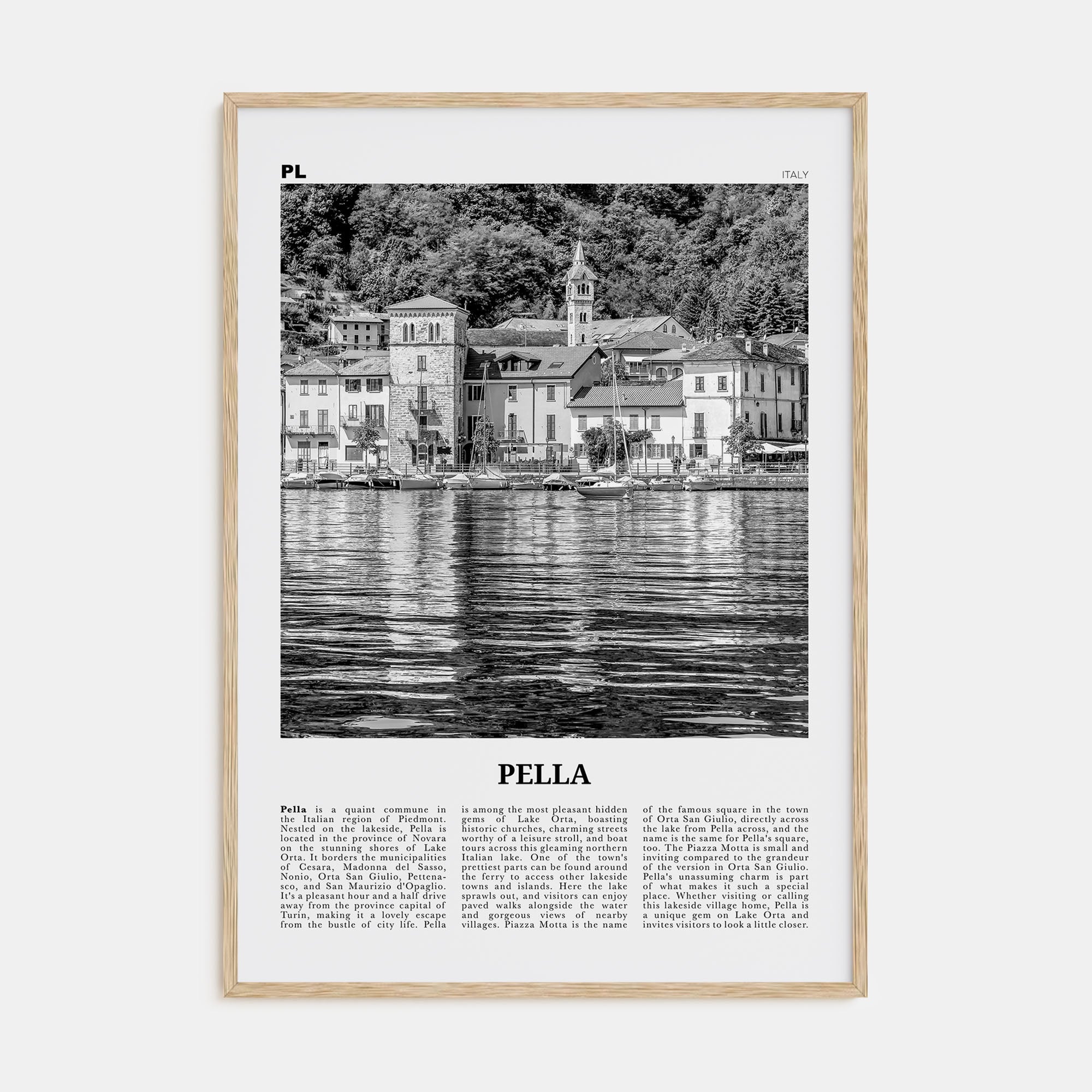Pella, Italy Travel B&W Poster