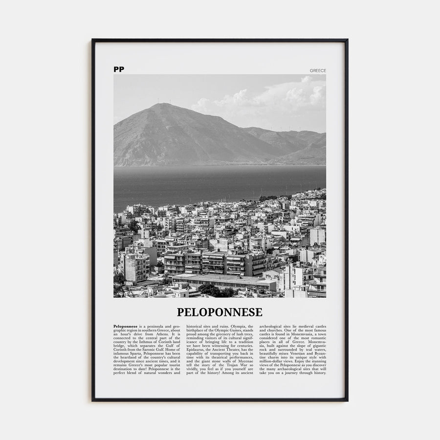 Peloponnese Travel B&W Poster