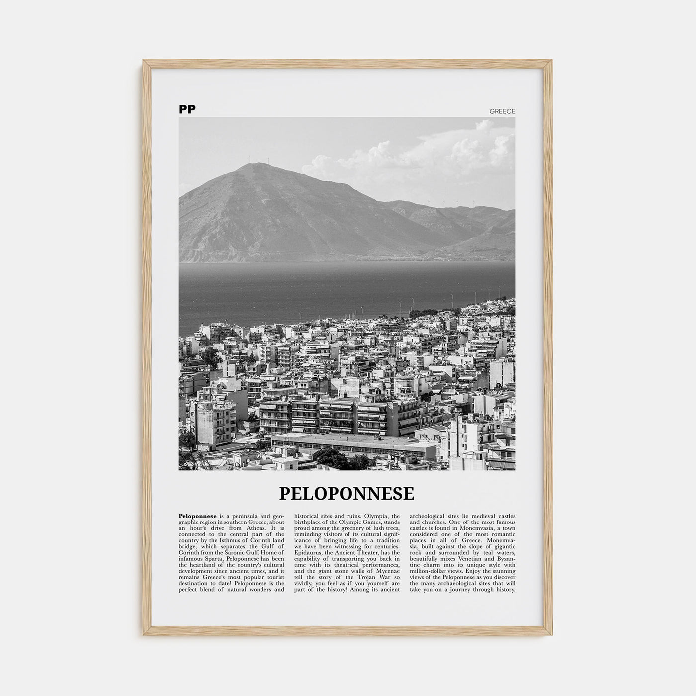 Peloponnese Travel B&W Poster