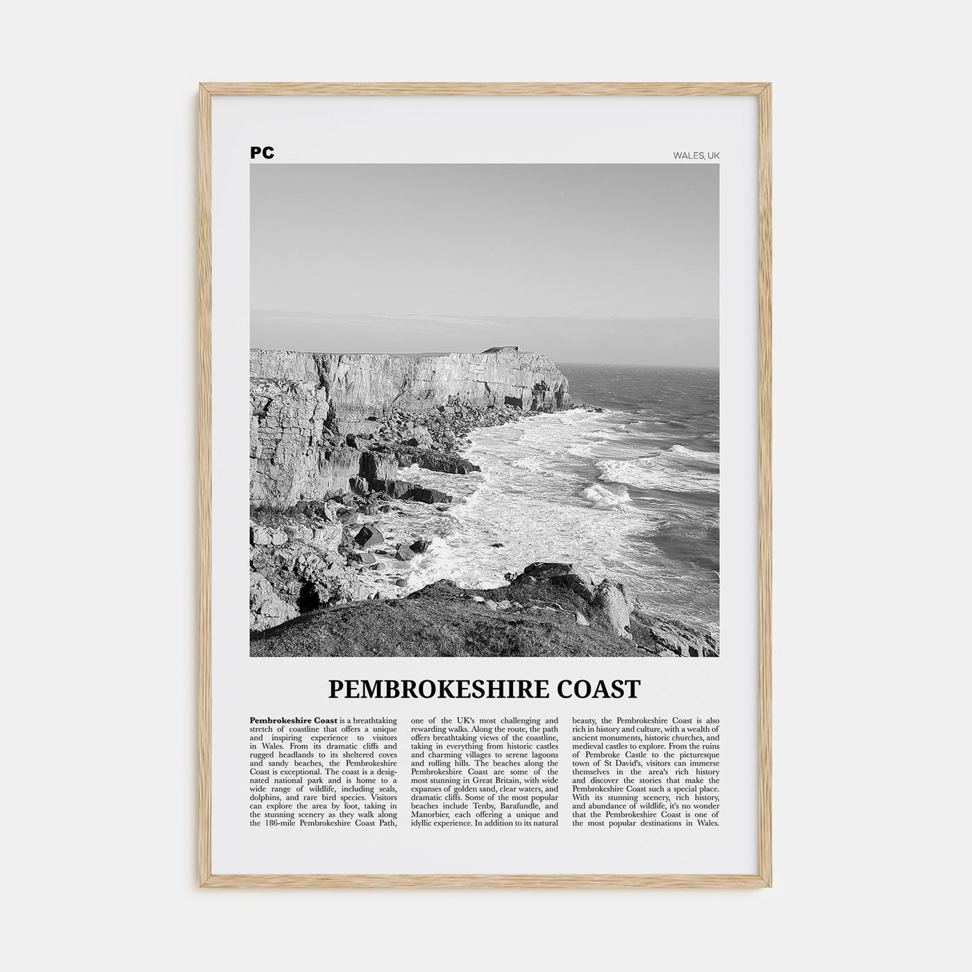 Pembrokeshire Coast Travel B&W Poster