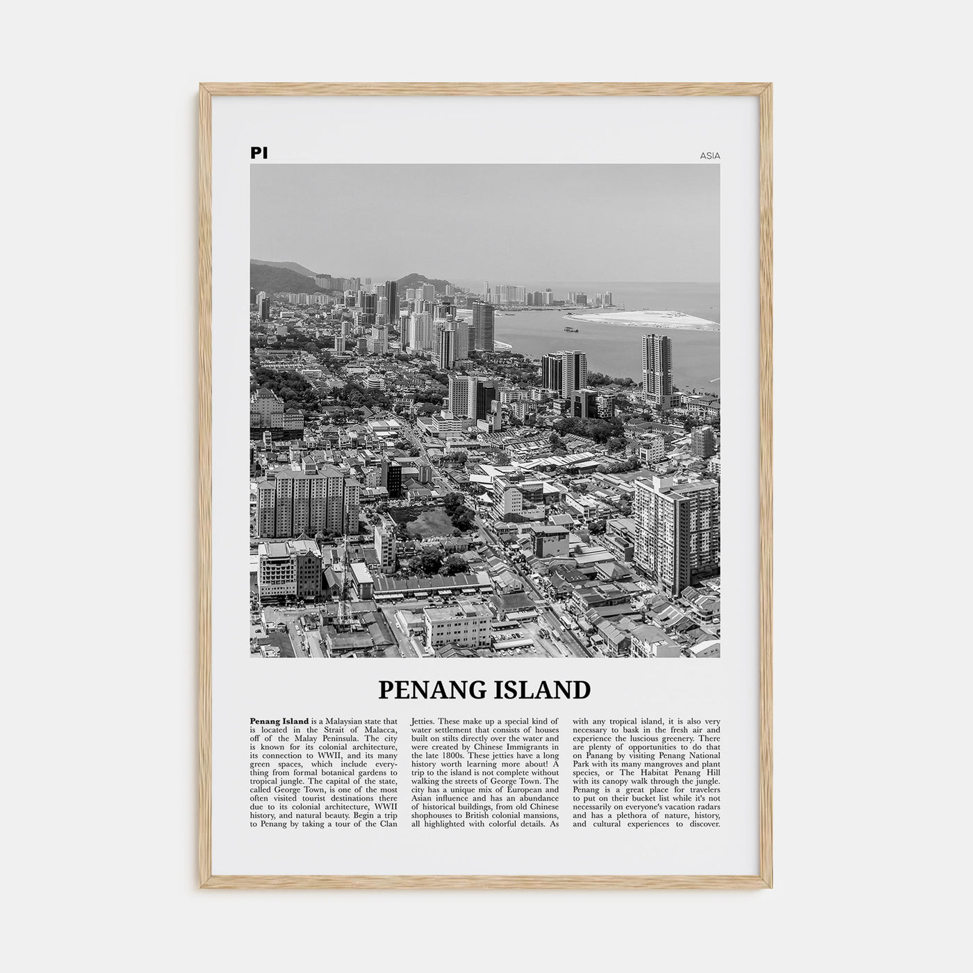 Penang Island Travel B&W Poster
