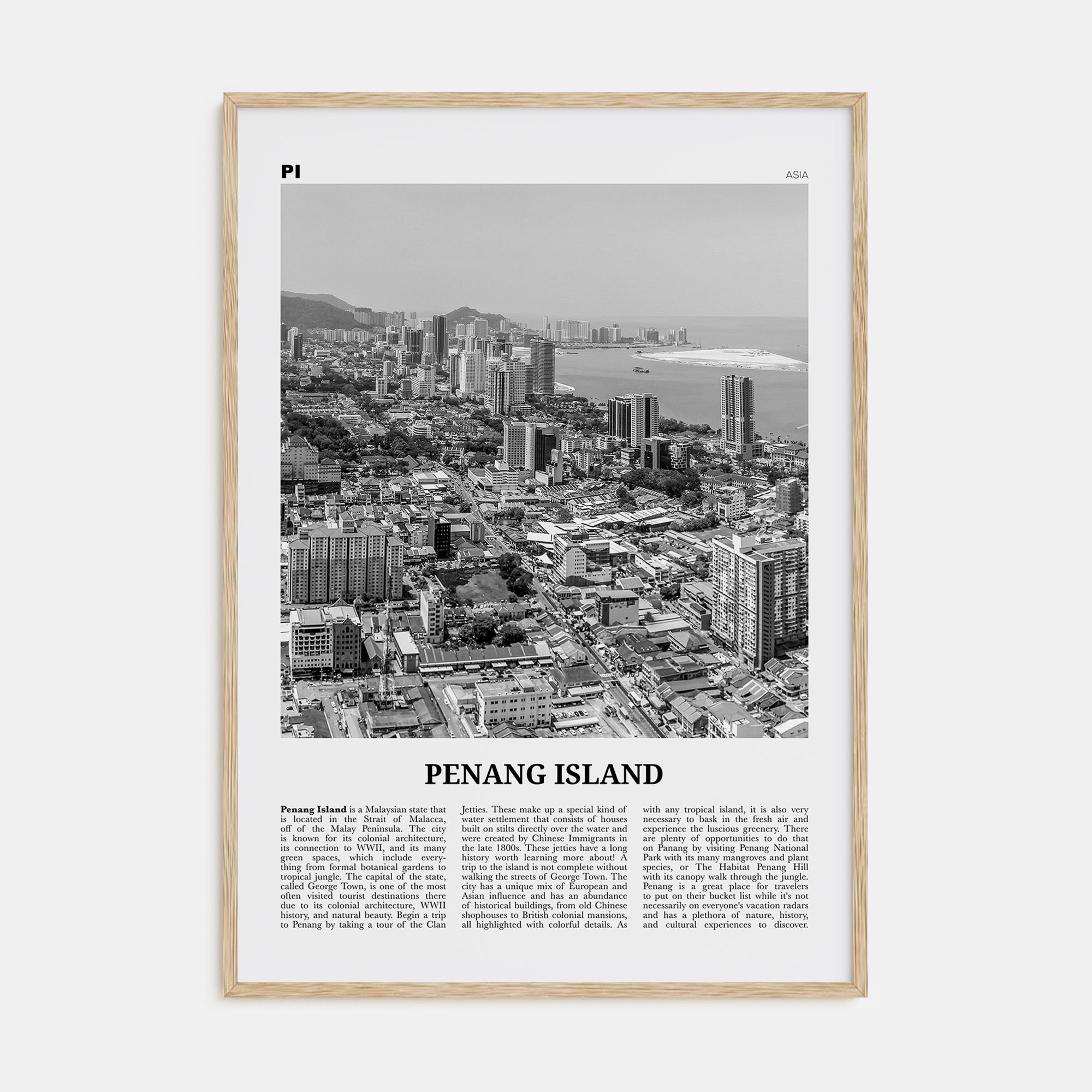 Penang Island Travel B&W Poster