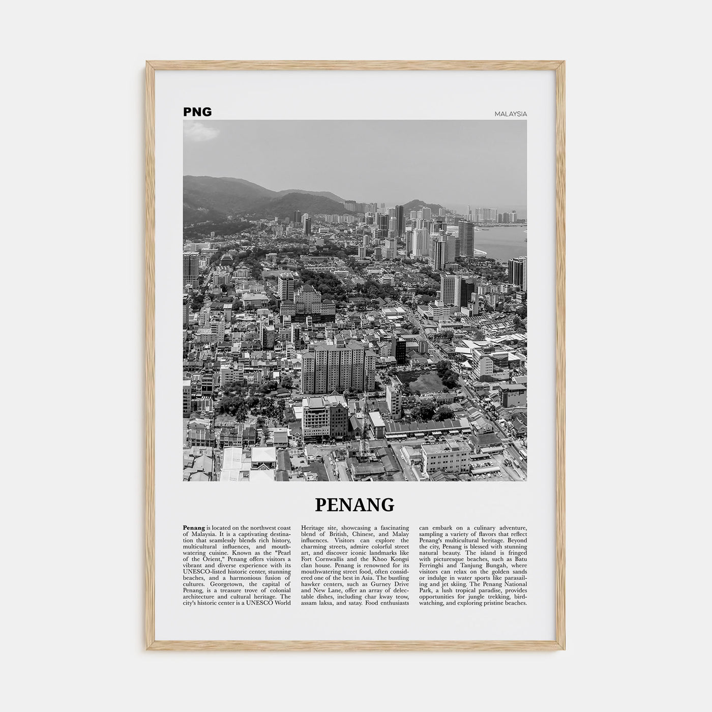 Penang Travel B&W Poster