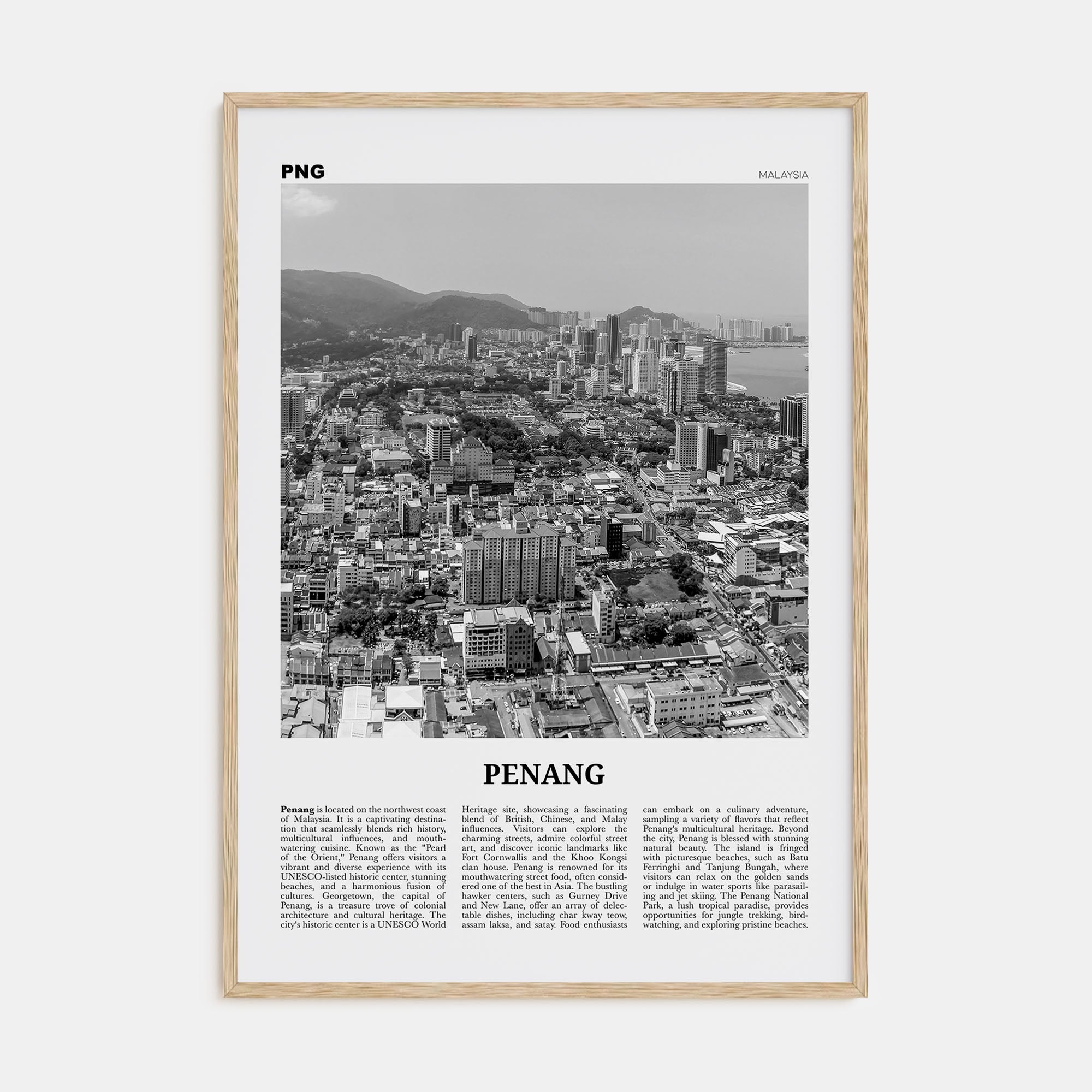 Penang Travel B&W Poster