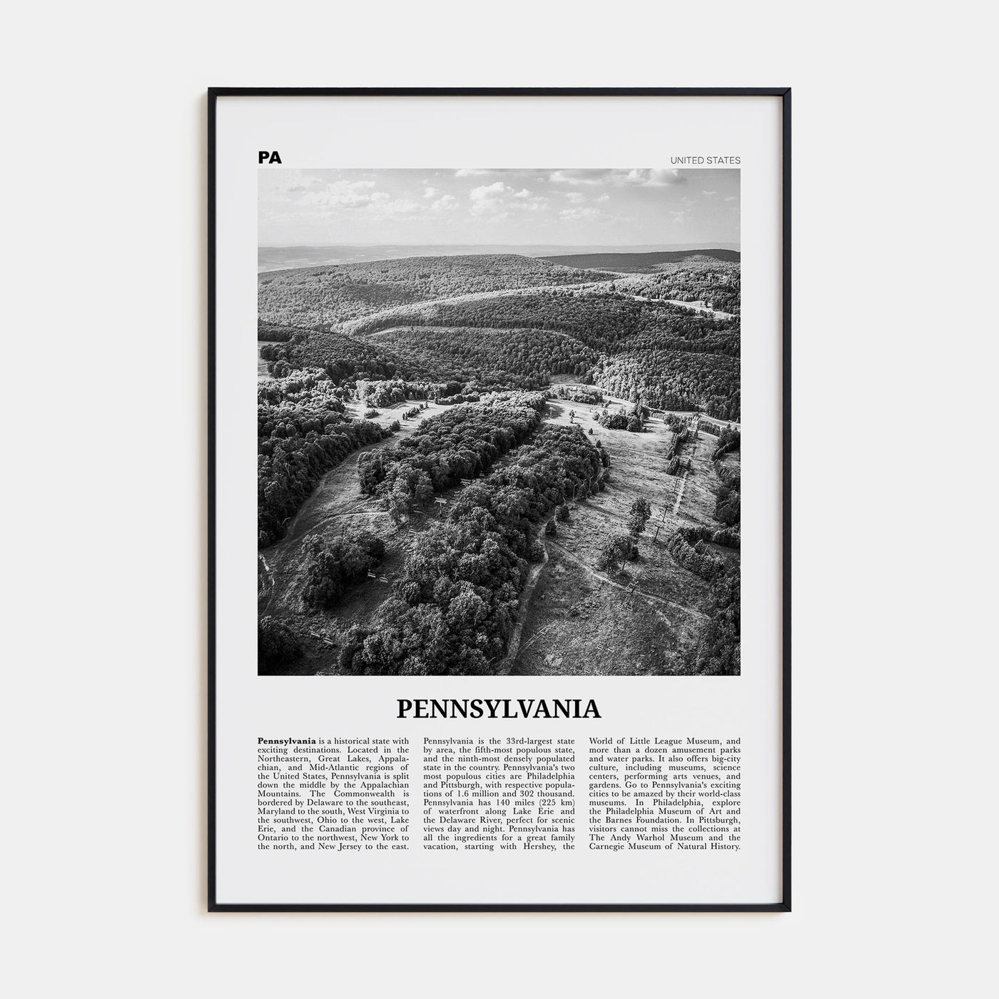 Pennsylvania Travel B&W No 2 Poster