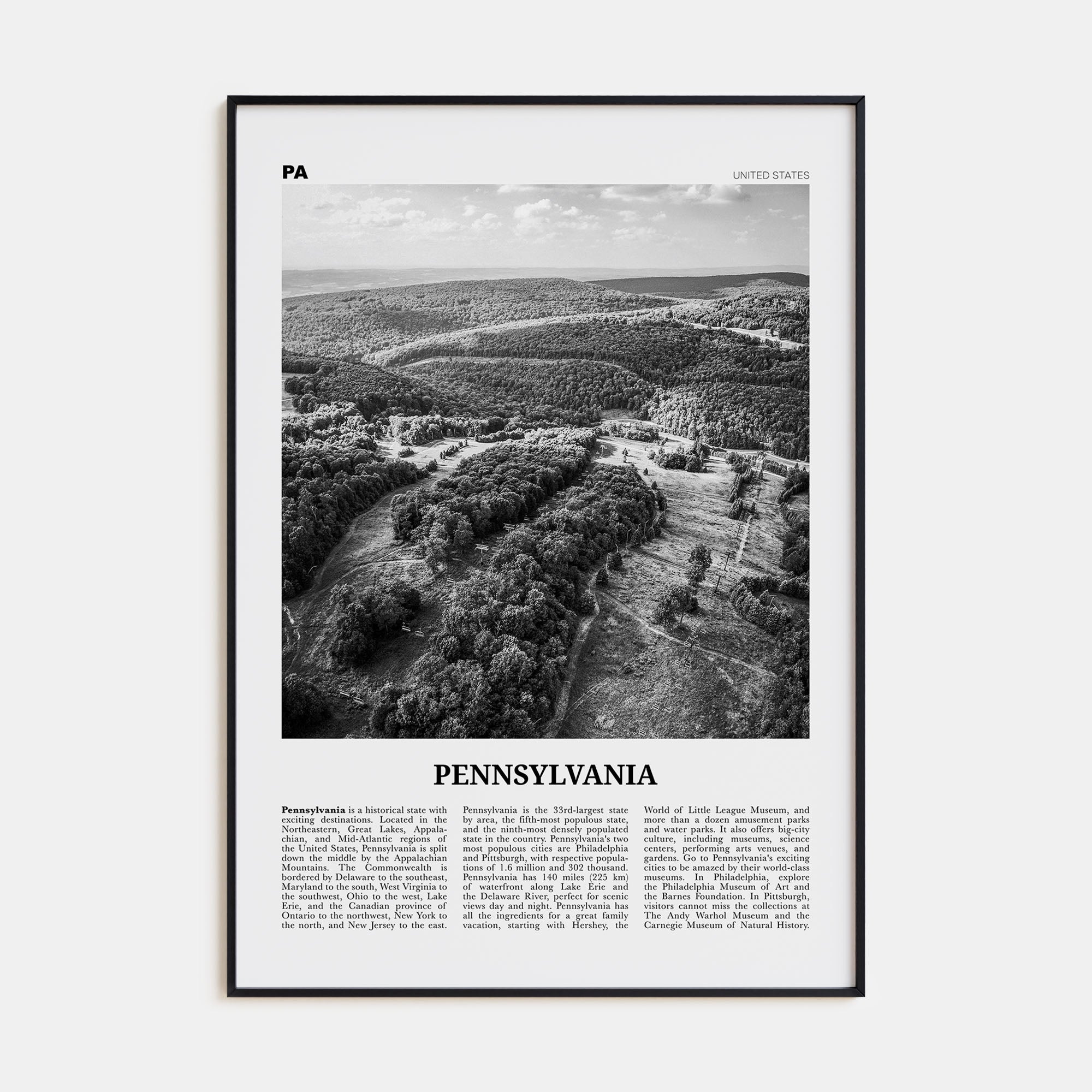 Pennsylvania Travel B&W No 2 Poster