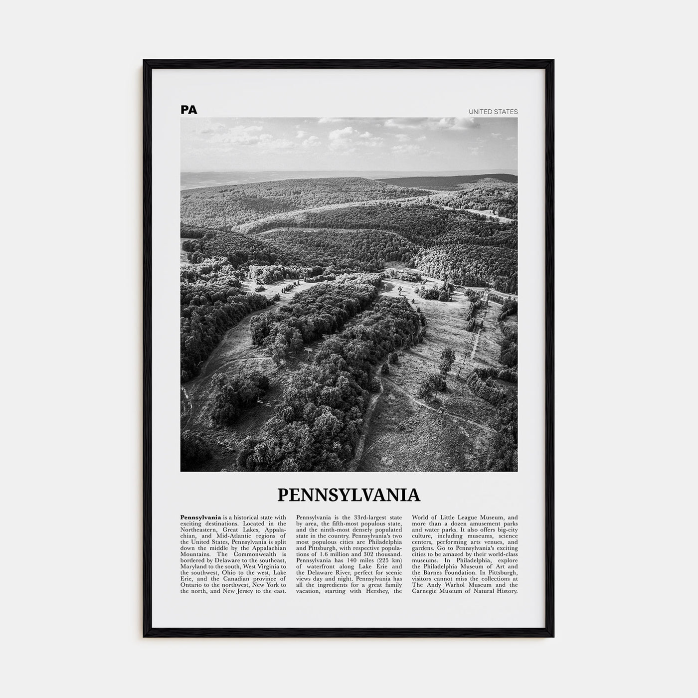 Pennsylvania Travel B&W No 2 Poster