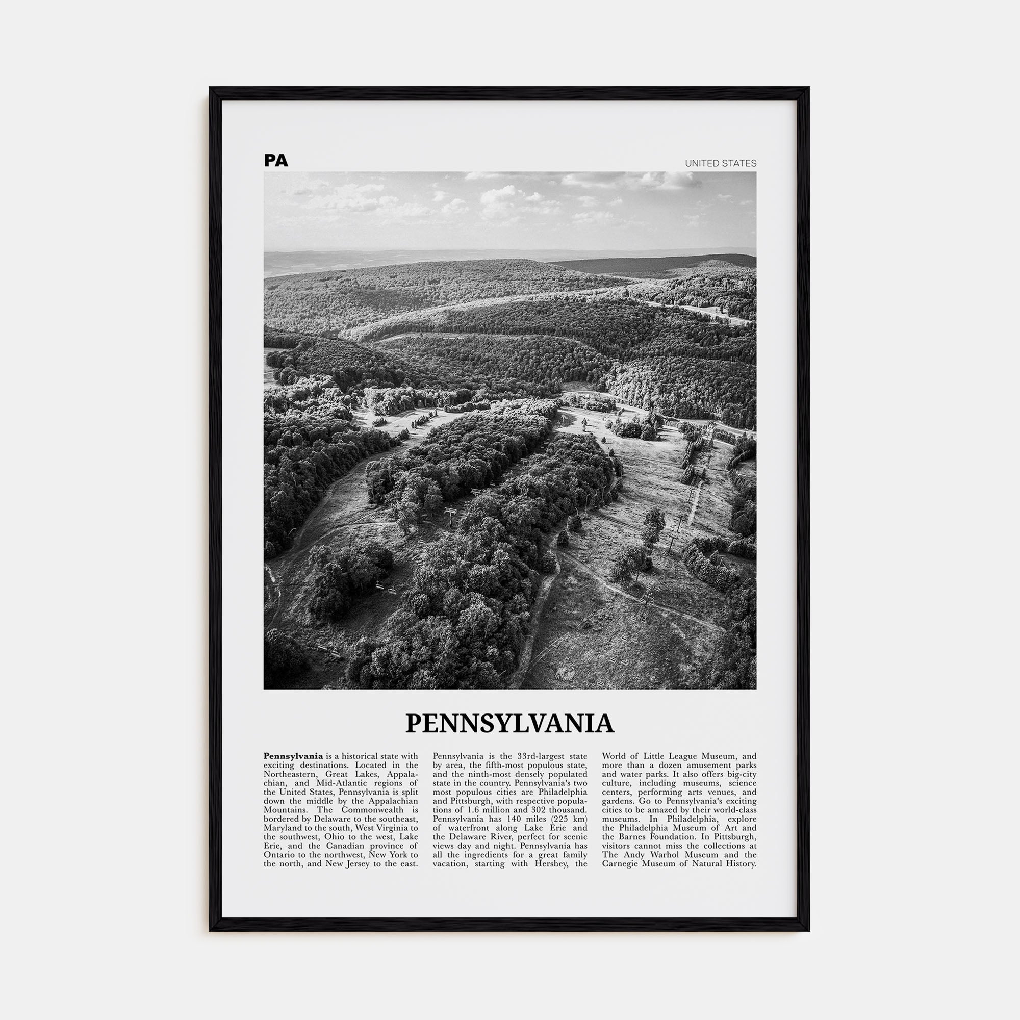 Pennsylvania Travel B&W No 2 Poster