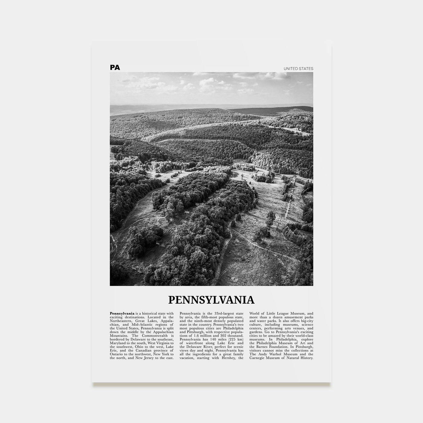 Pennsylvania Travel B&W No 2 Poster