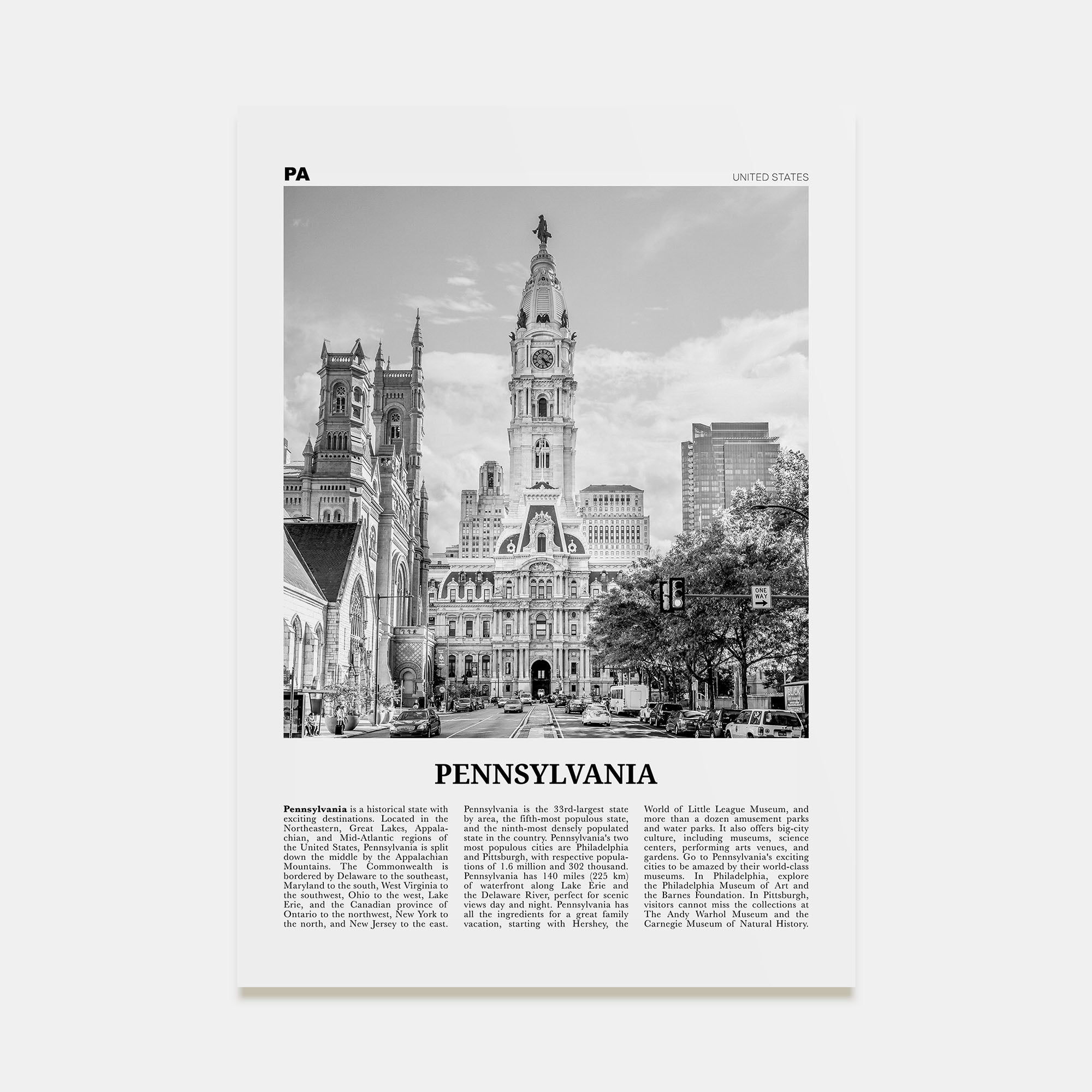 Pennsylvania Travel B&W No 5 Poster