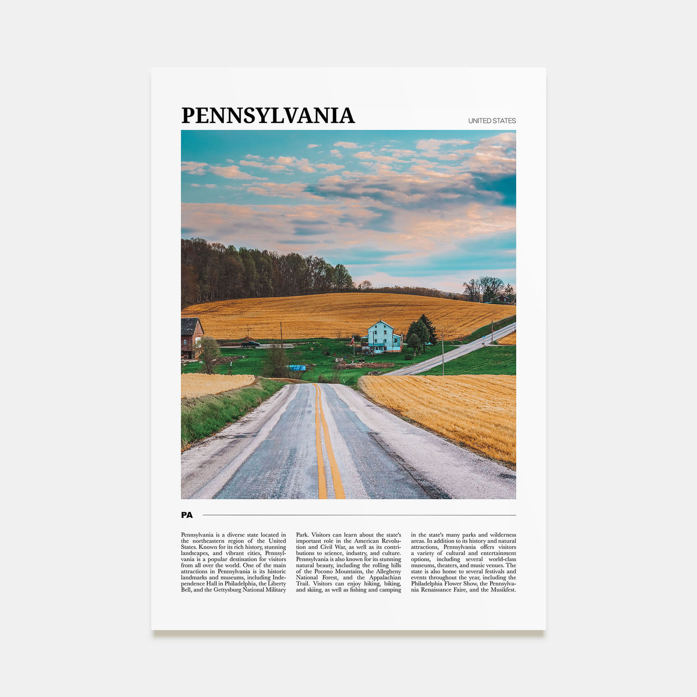 Pennsylvania Travel Color Poster