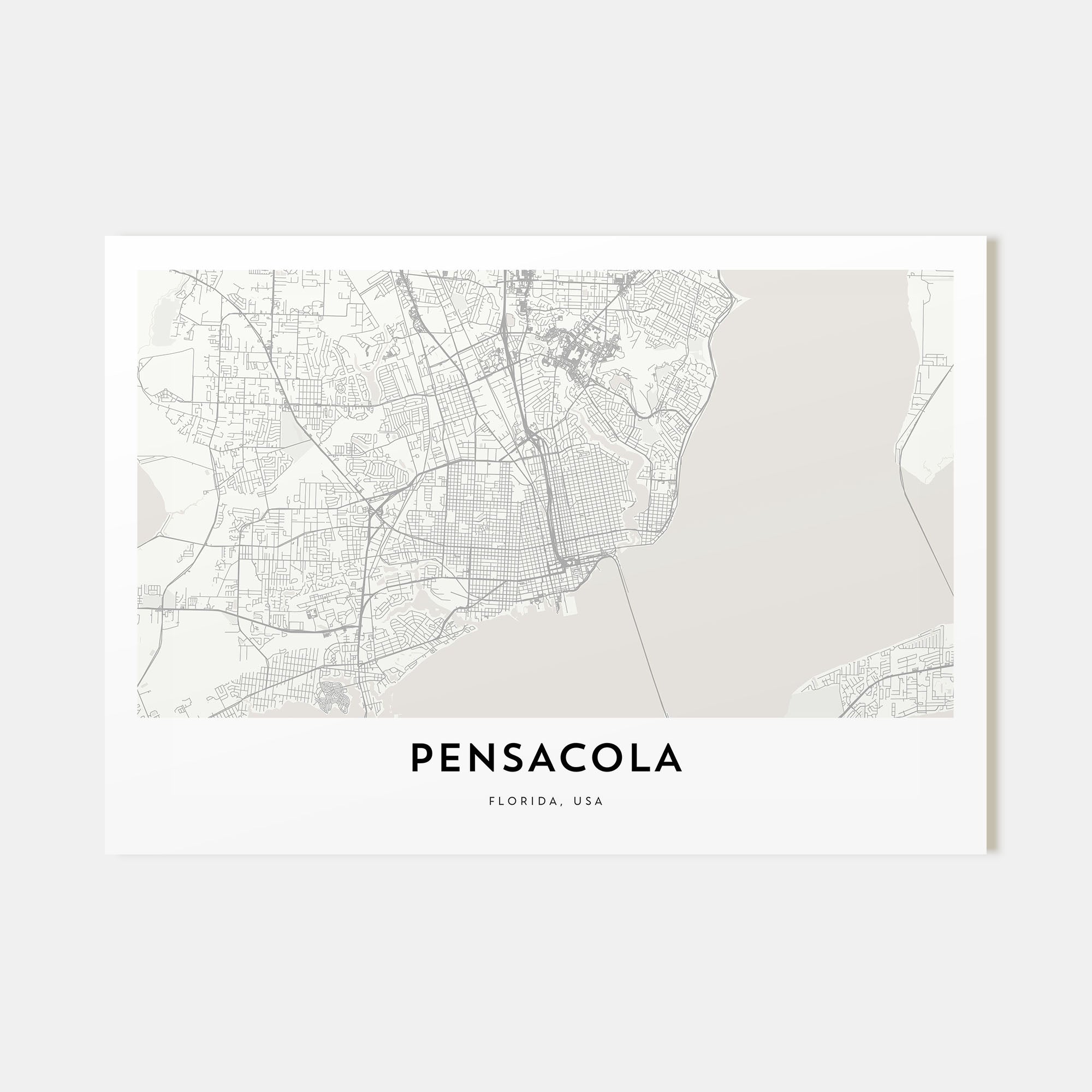 Pensacola Map Landscape Poster