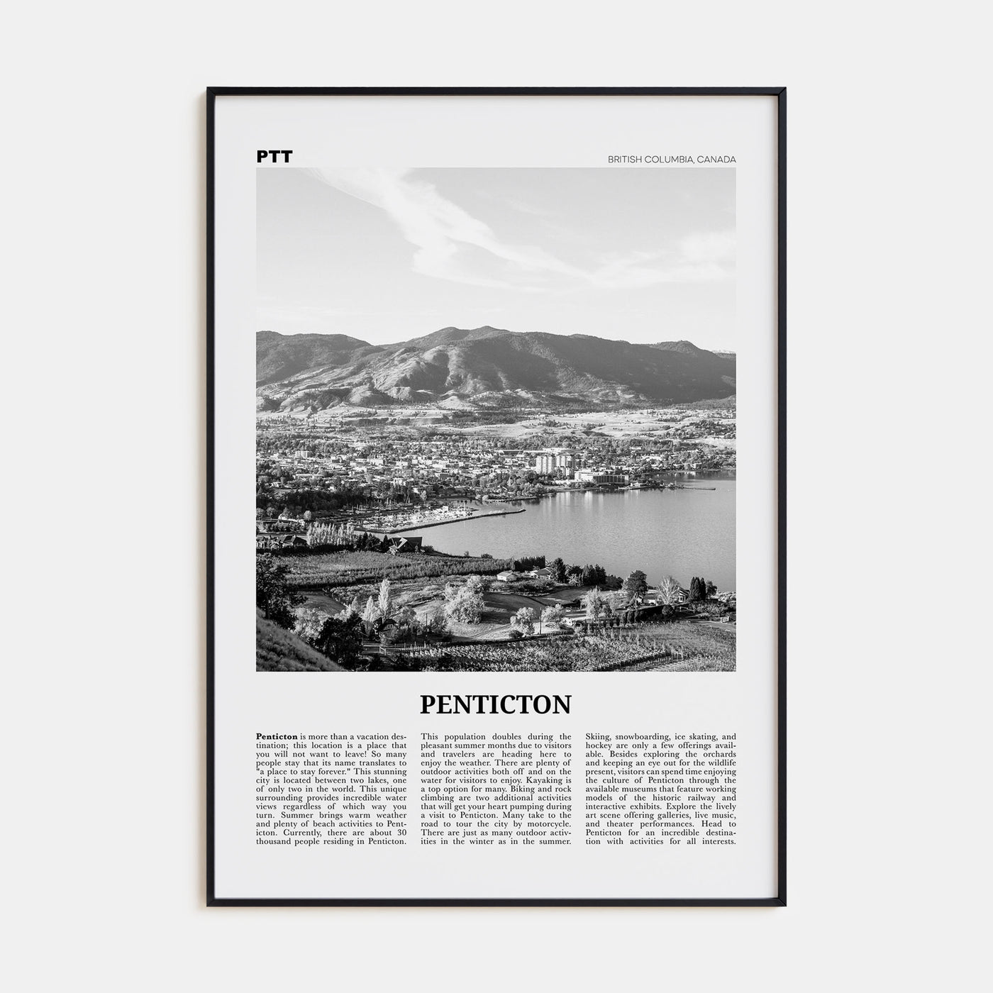 Penticton Travel B&W Poster