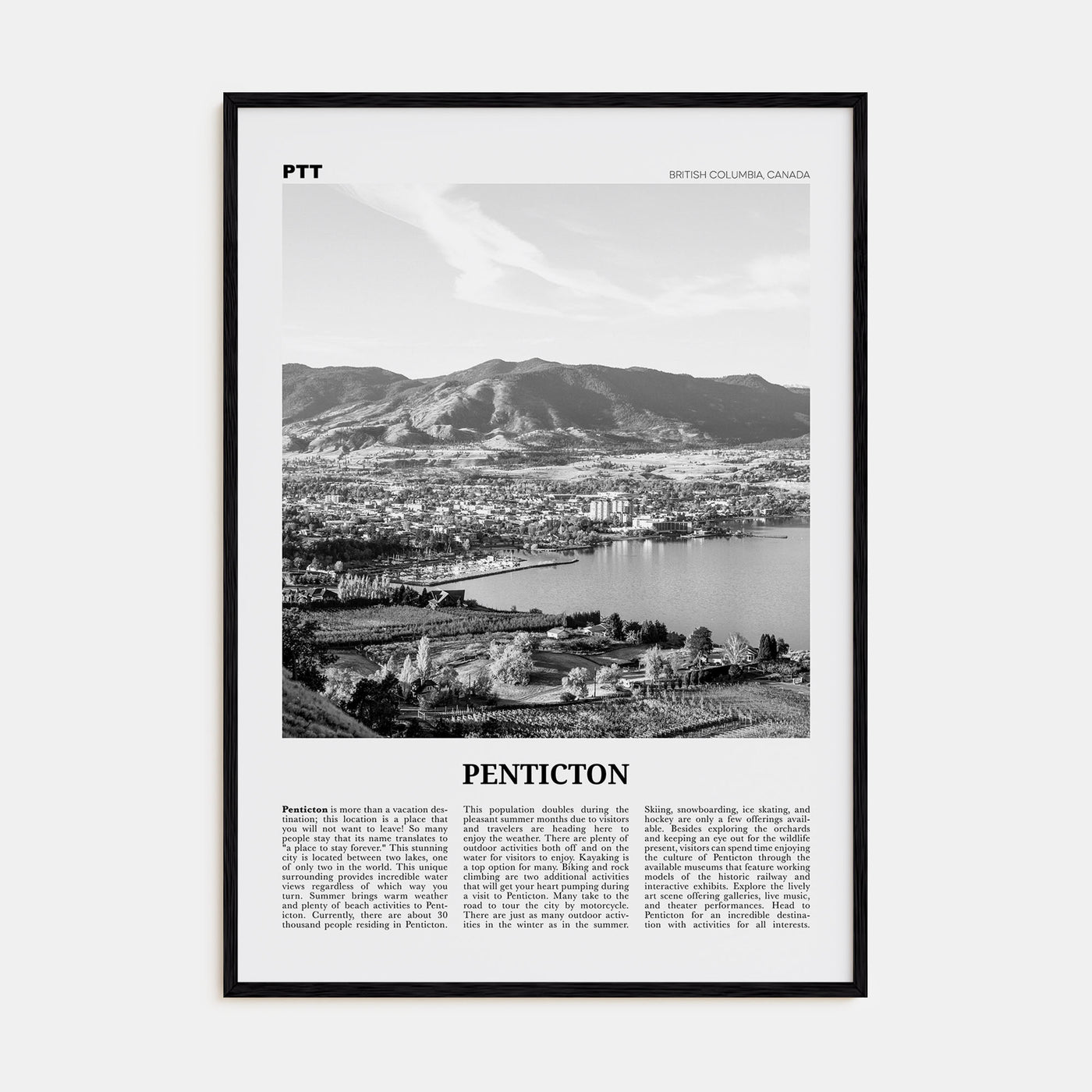 Penticton Travel B&W Poster