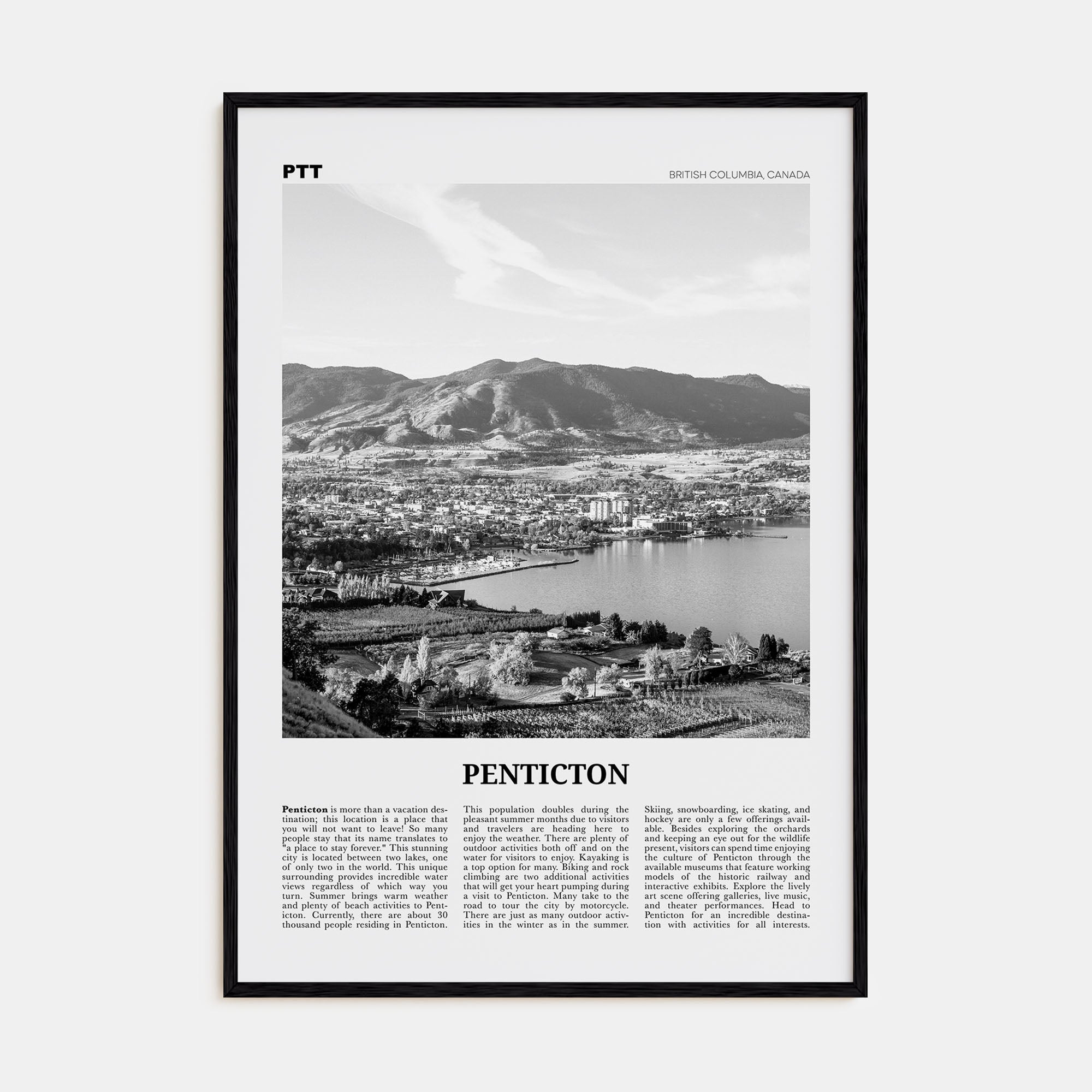 Penticton Travel B&W Poster
