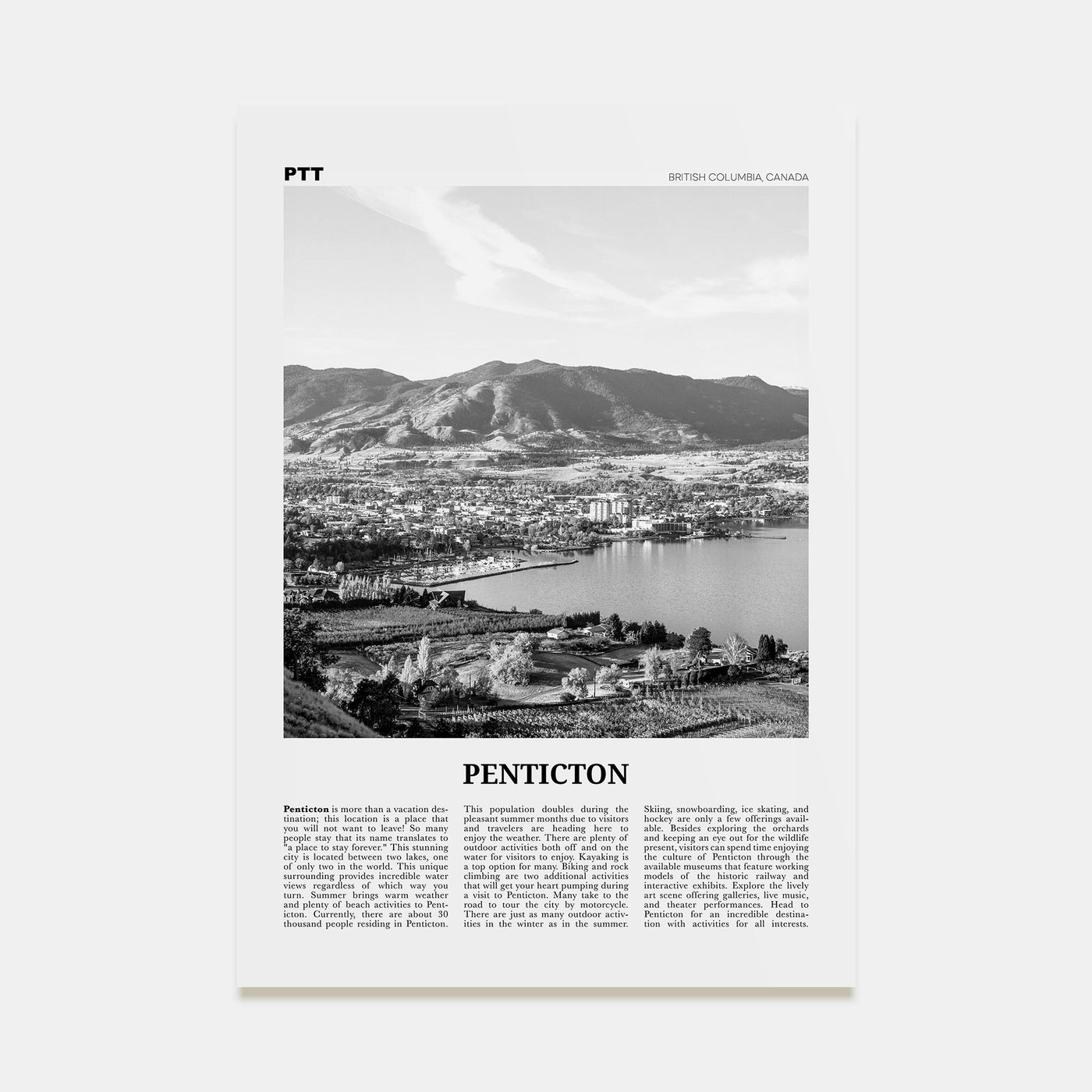 Penticton Travel B&W Poster