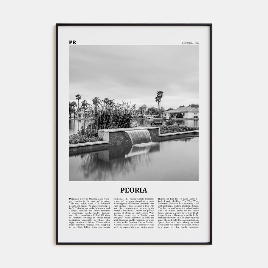 Peoria, Arizona Travel B&W Poster