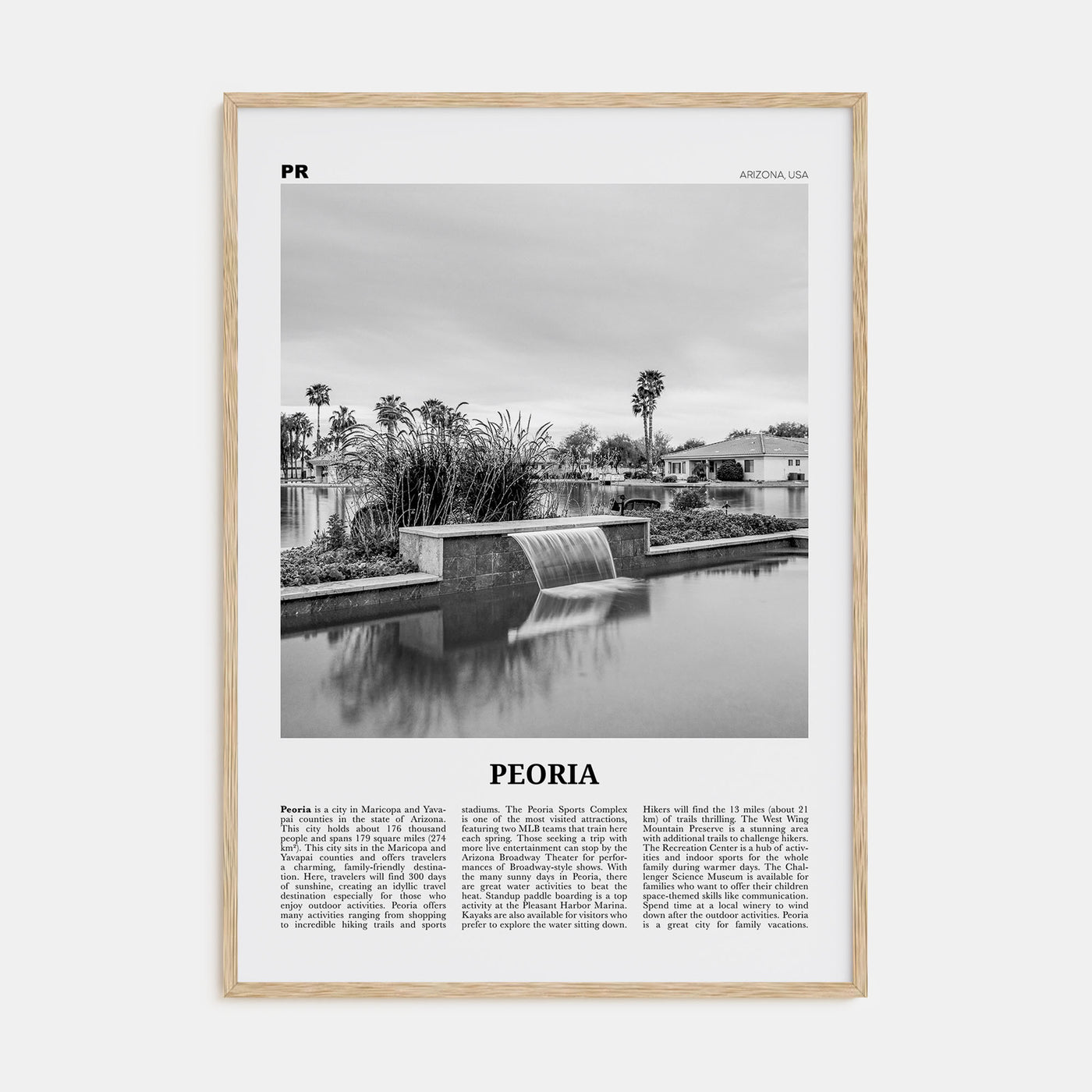 Peoria, Arizona Travel B&W Poster