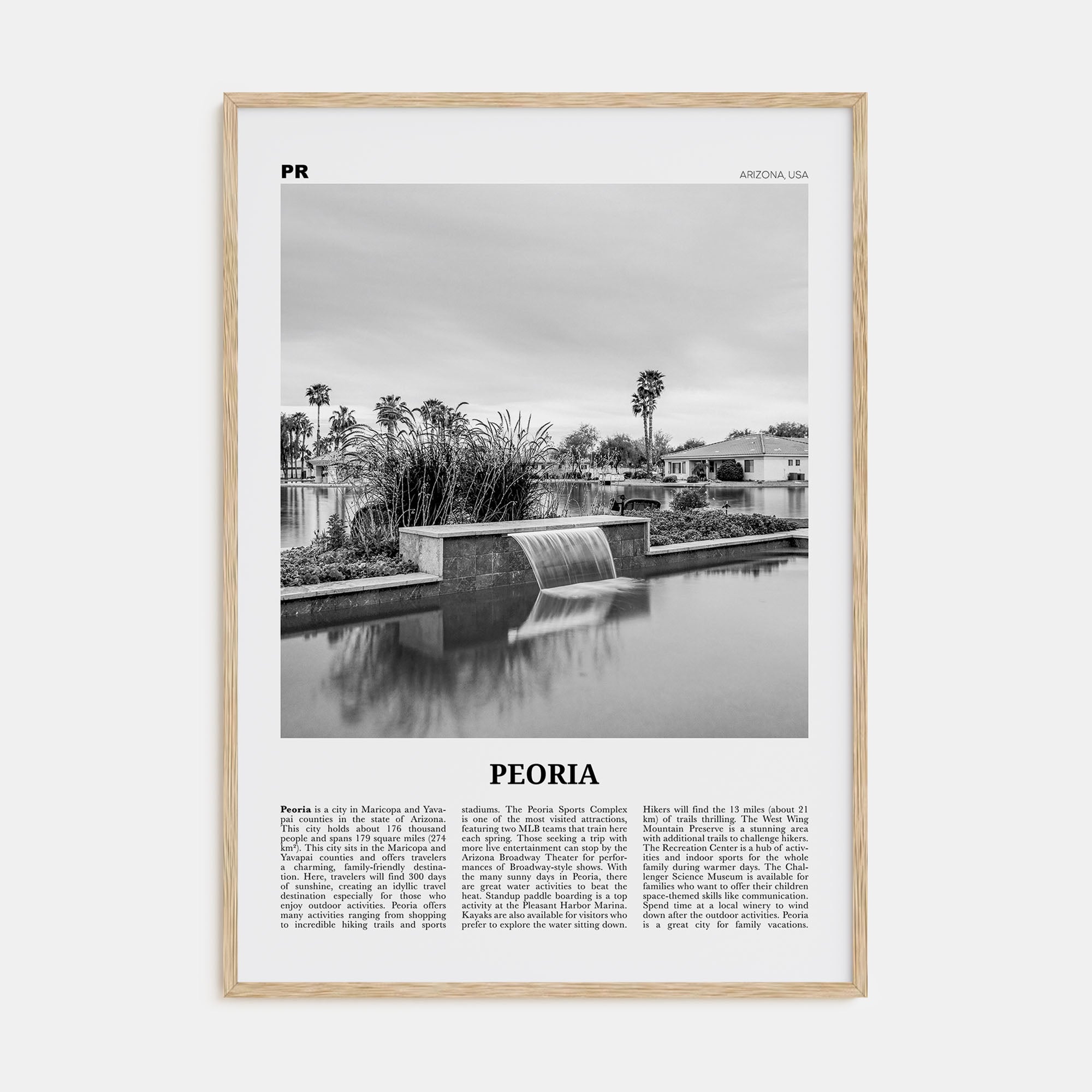 Peoria, Arizona Travel B&W Poster