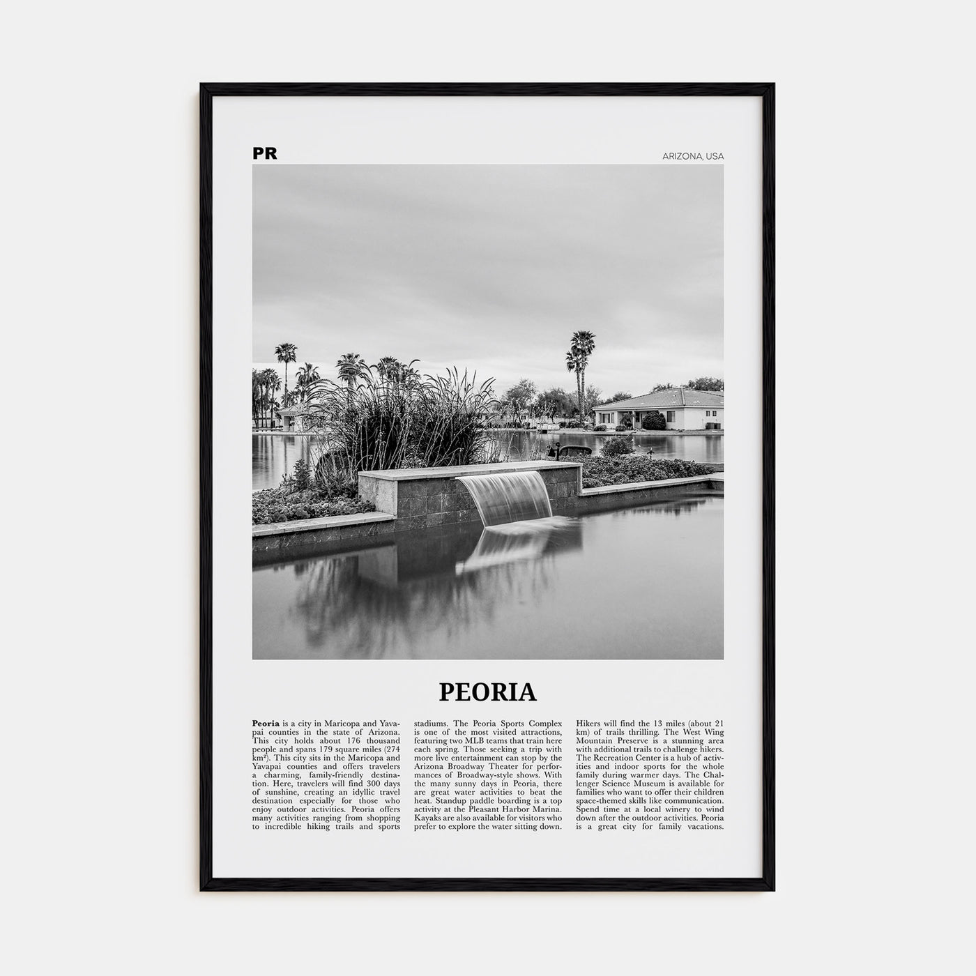 Peoria, Arizona Travel B&W Poster