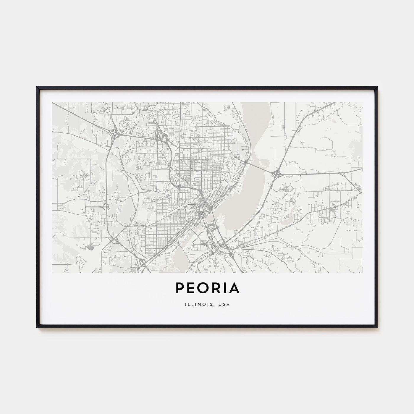 Peoria, Illinois Map Landscape Poster