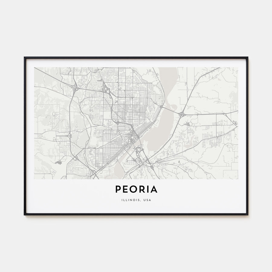 Peoria, Illinois Map Landscape Poster