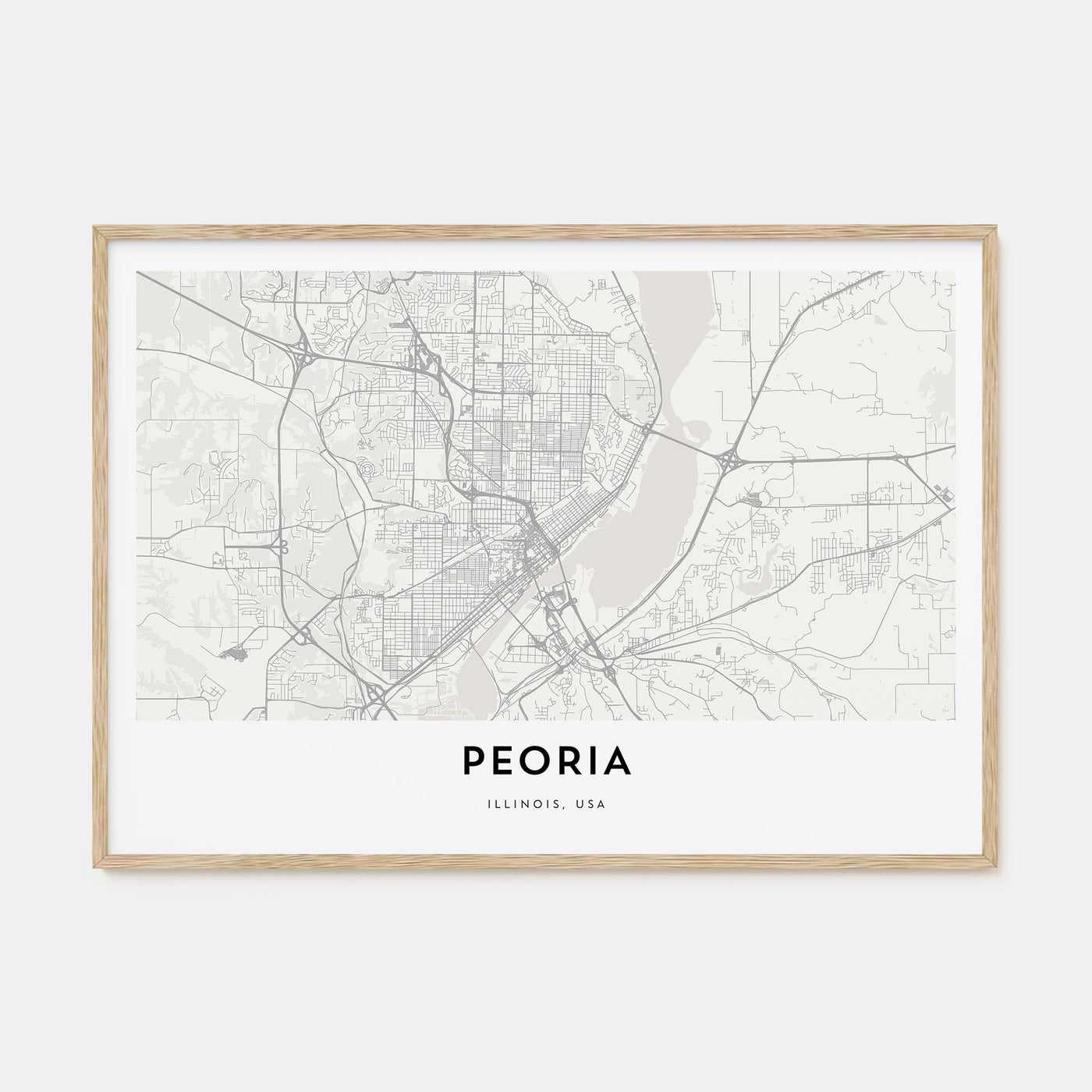 Peoria, Illinois Map Landscape Poster