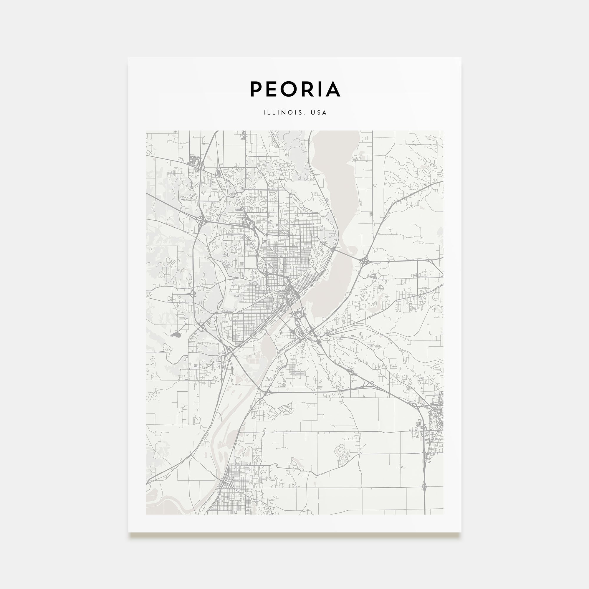 Peoria, Illinois Map Portrait Poster