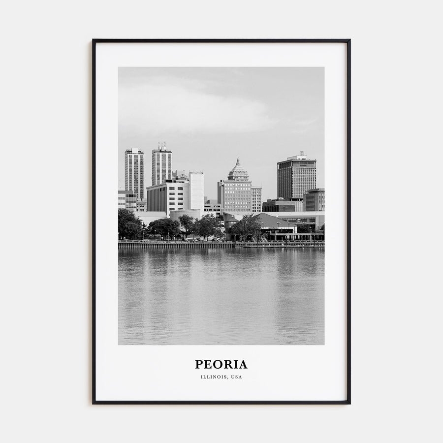 Peoria, Illinois Portrait B&W Poster