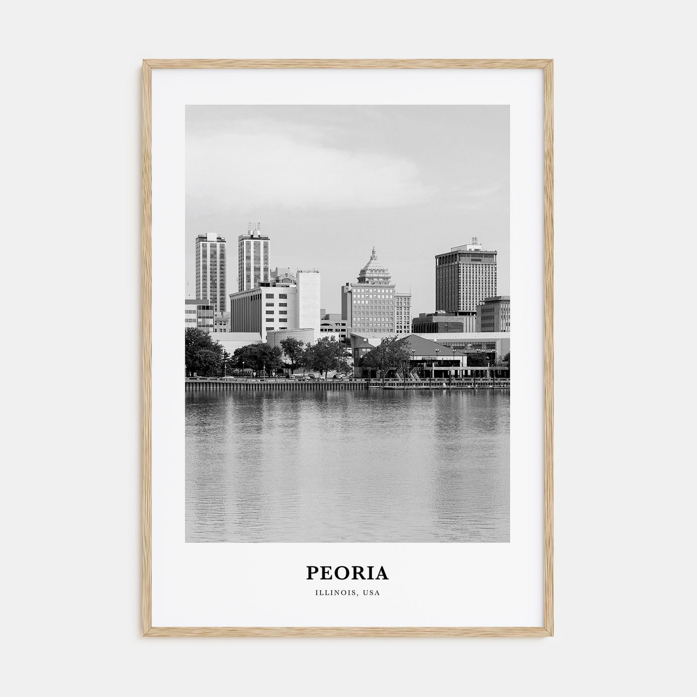 Peoria, Illinois Portrait B&W Poster