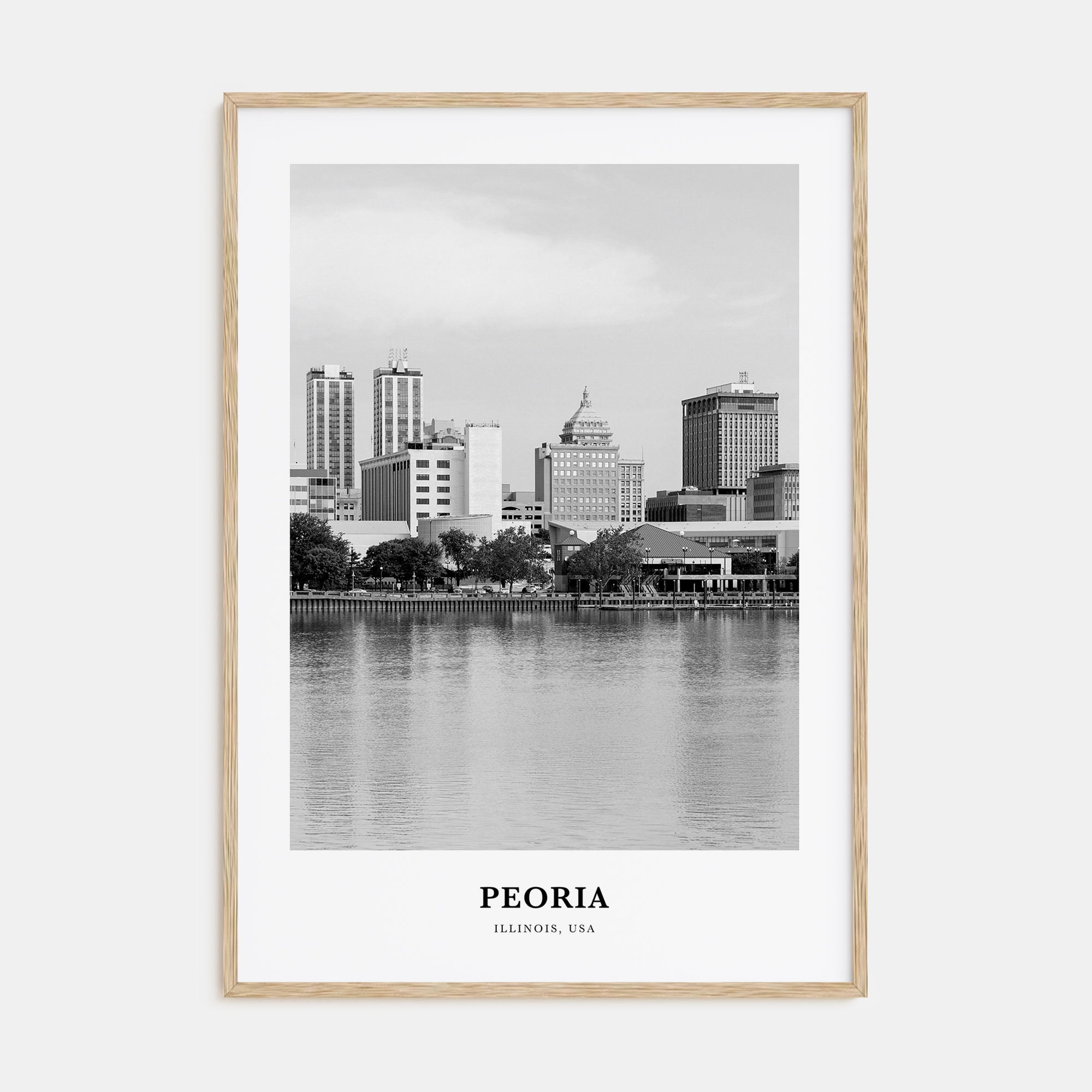 Peoria, Illinois Portrait B&W Poster
