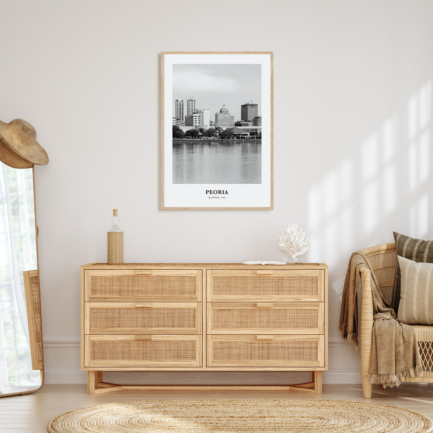 Peoria, Illinois Portrait B&W Poster