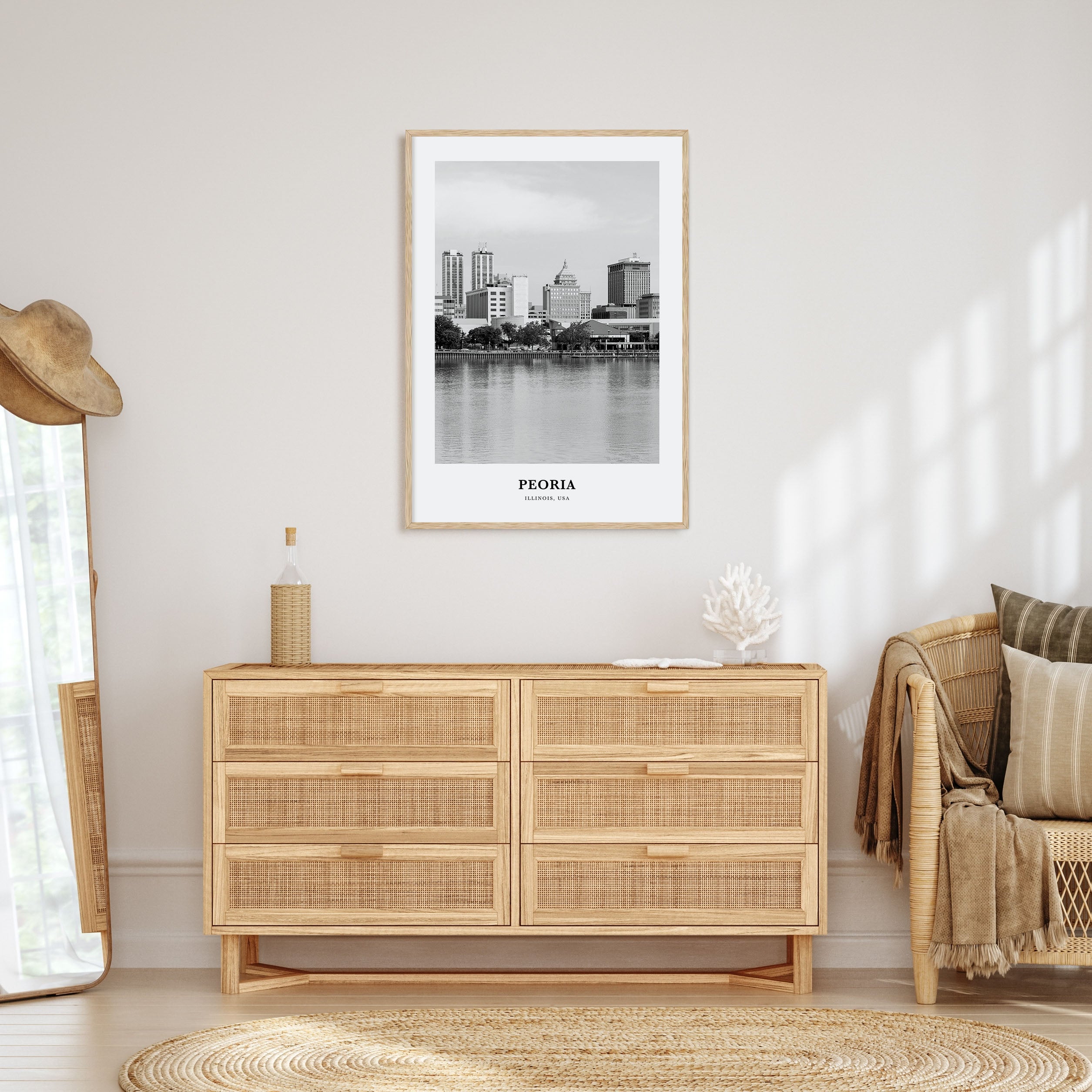 Peoria, Illinois Portrait B&W Poster