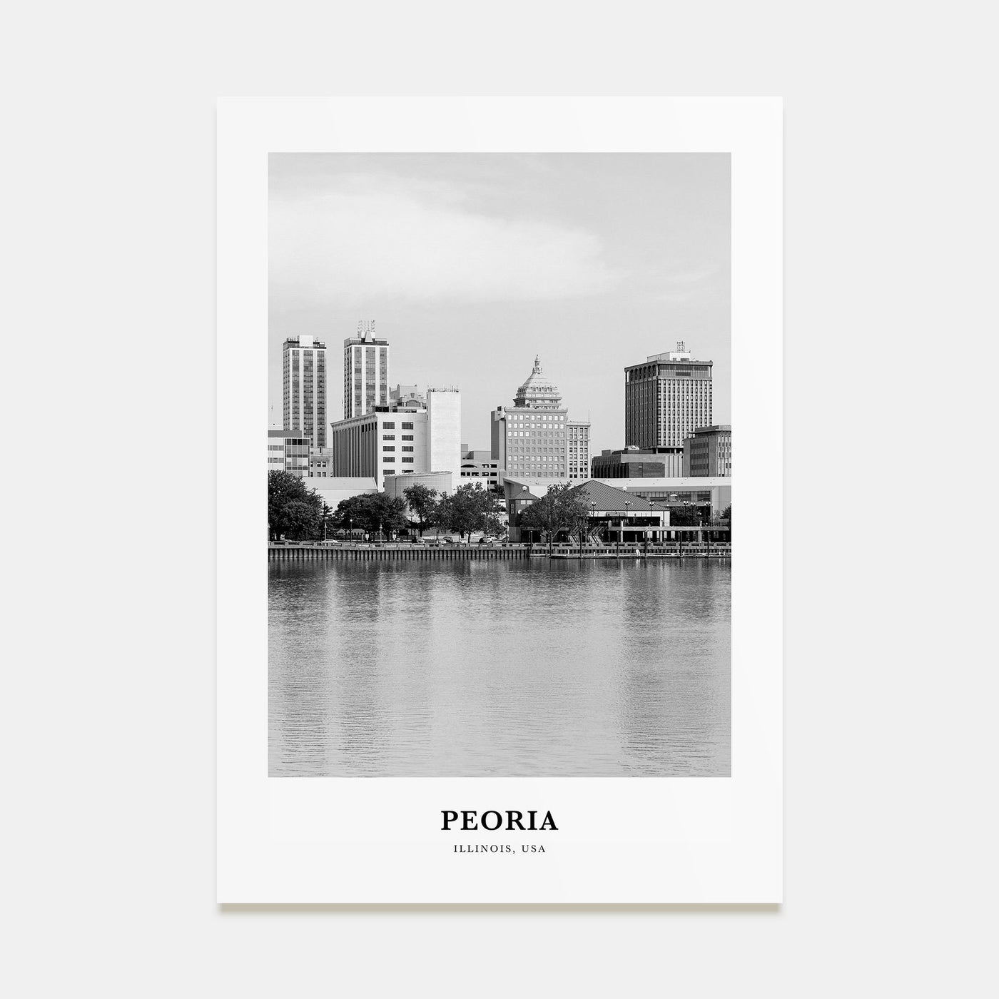 Peoria, Illinois Portrait B&W Poster
