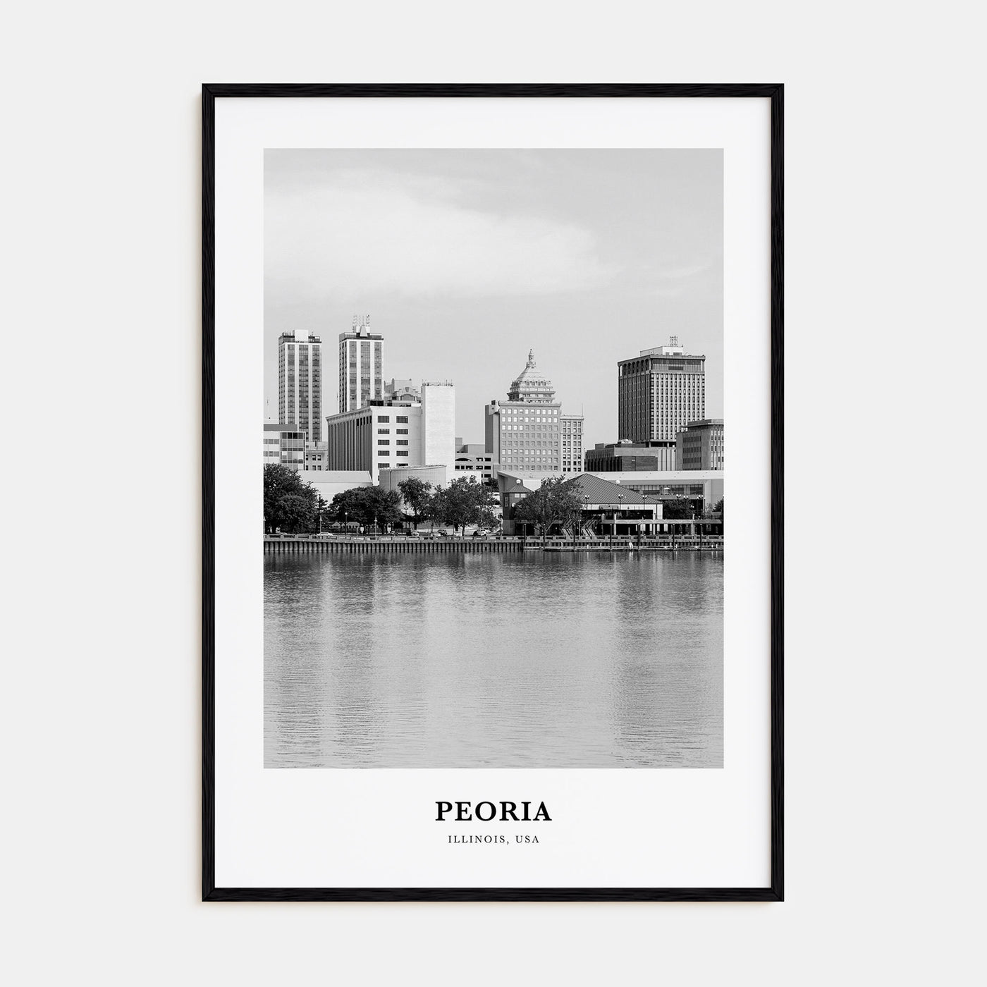 Peoria, Illinois Portrait B&W Poster