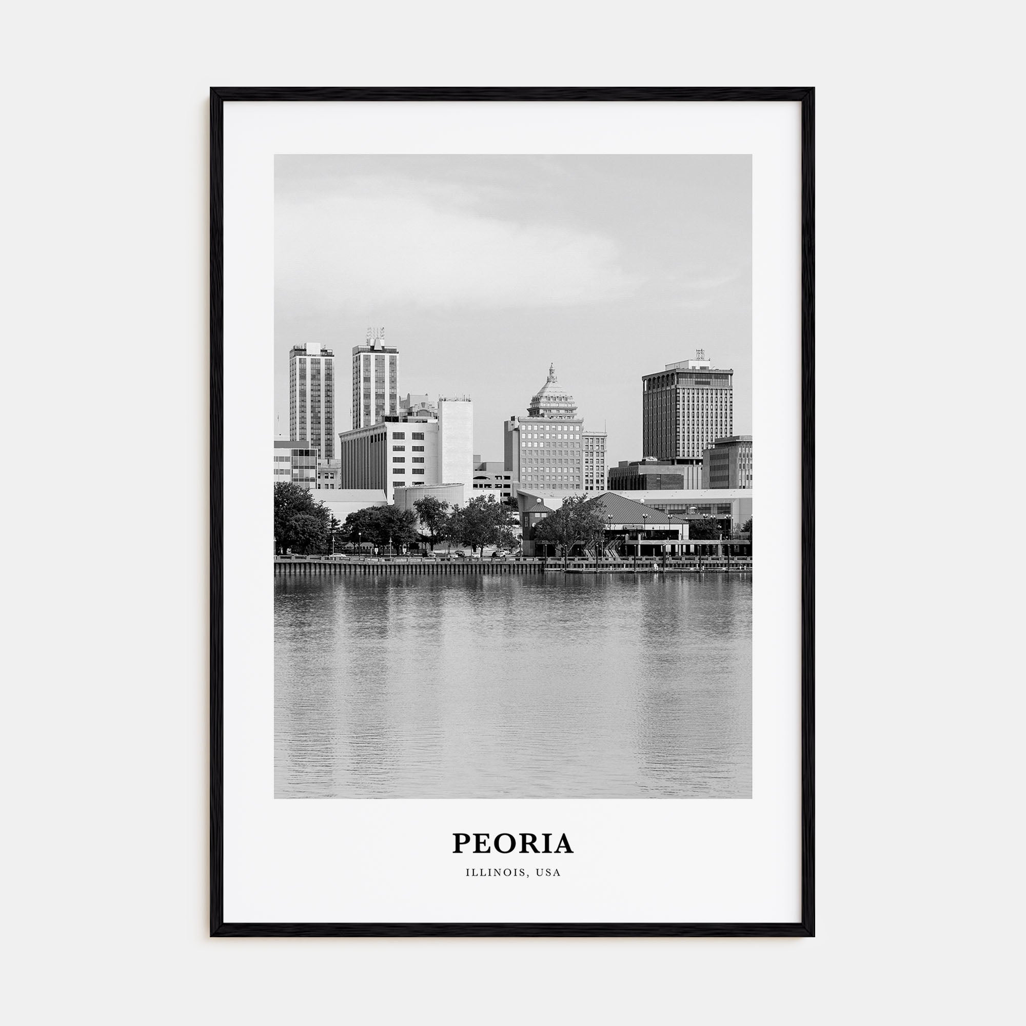 Peoria, Illinois Portrait B&W Poster