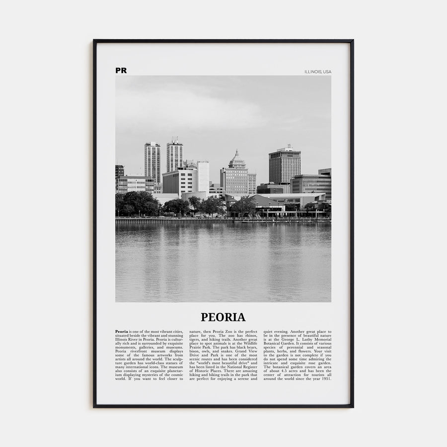 Peoria, Illinois Travel B&W Poster