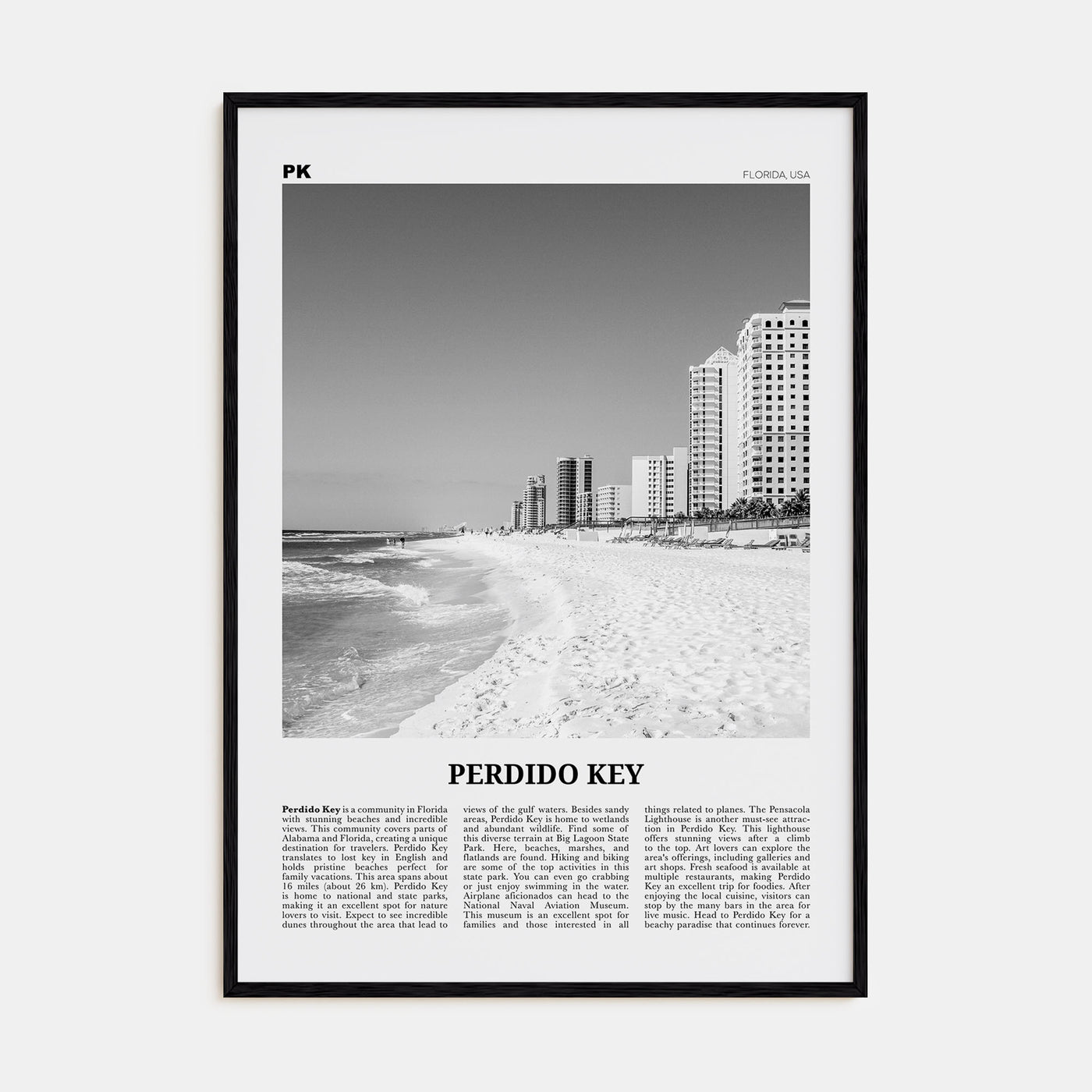 Perdido Key Travel B&W Poster