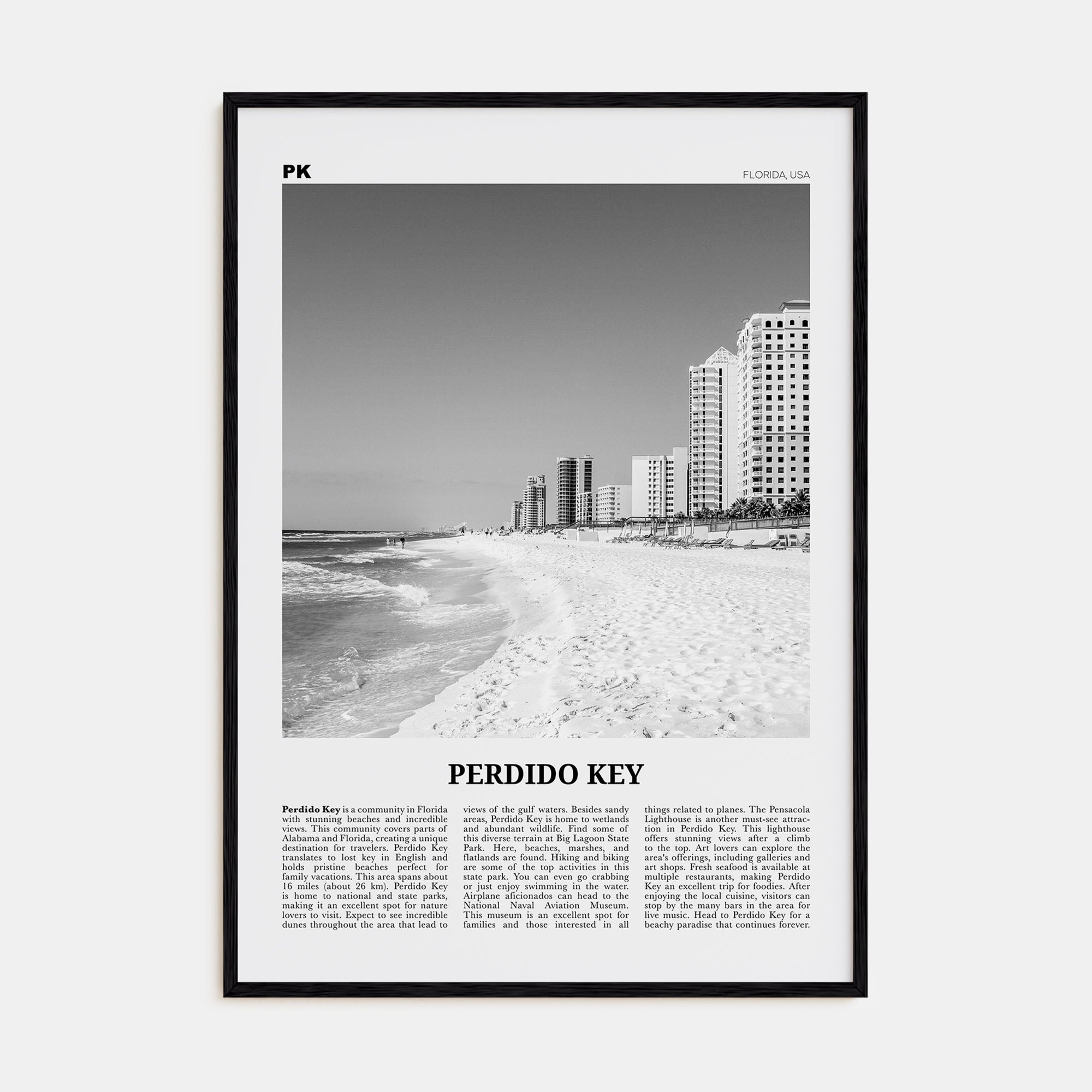 Perdido Key Travel B&W Poster