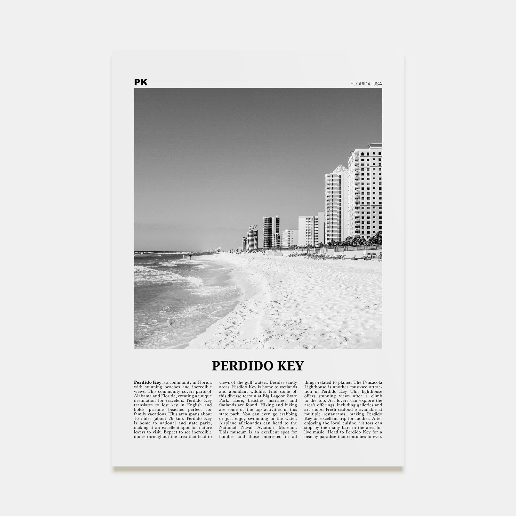 Perdido Key Travel B&W Poster
